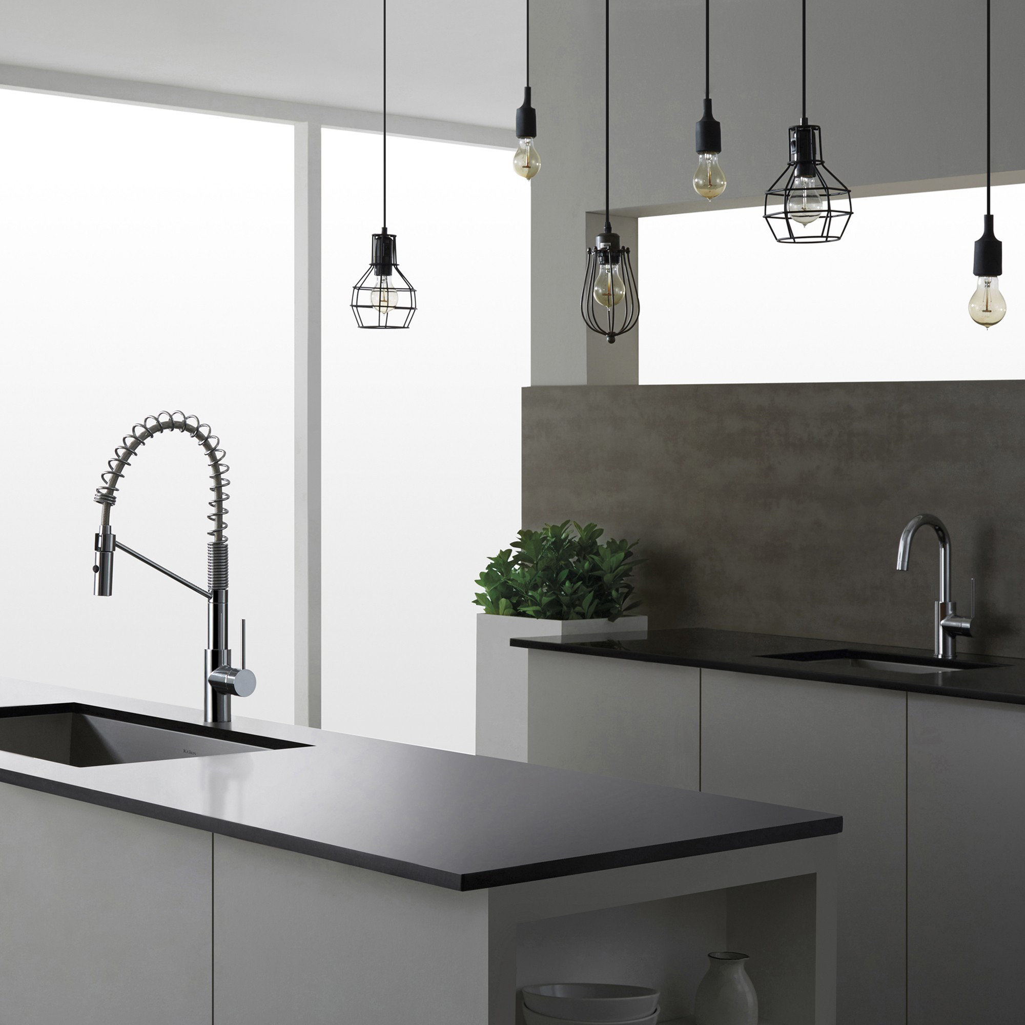 Kraus Oletto Commercial Style Kitchen Faucet w Bar/Prep Faucet with