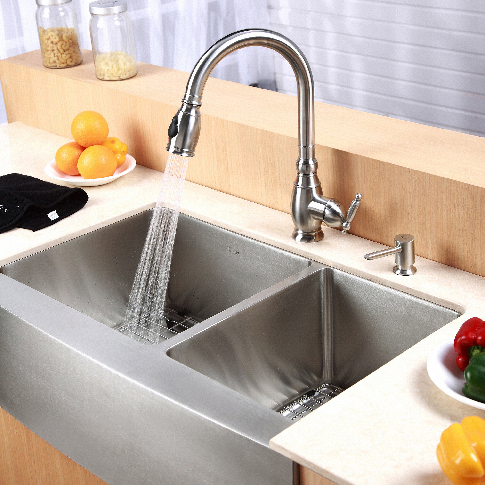 Kraus Farmhouse 33" 60/40 Double Bowl Kitchen Sink ...