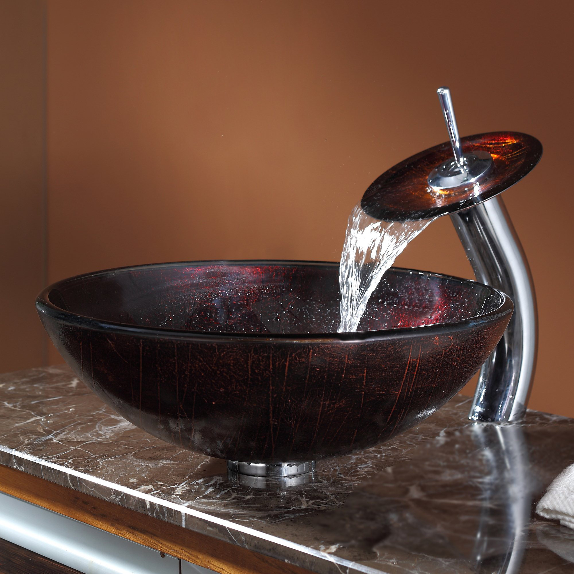 Kraus Saturn Vessel Bathroom Sink with Waterfall Faucet & Reviews Wayfair