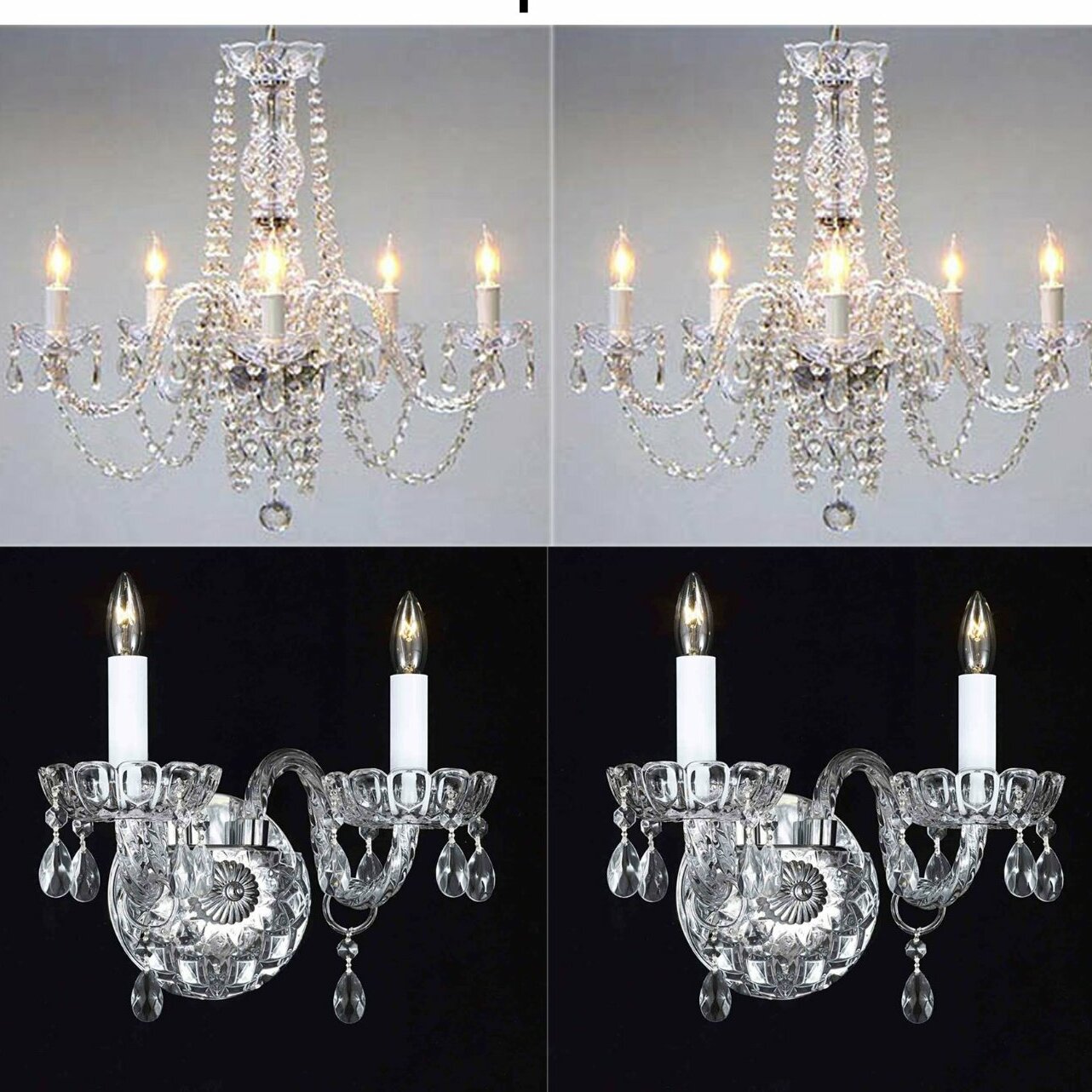 Harrison Lane 4 Piece Crystal Chandelier and Wall Sconce Set | Wayfair