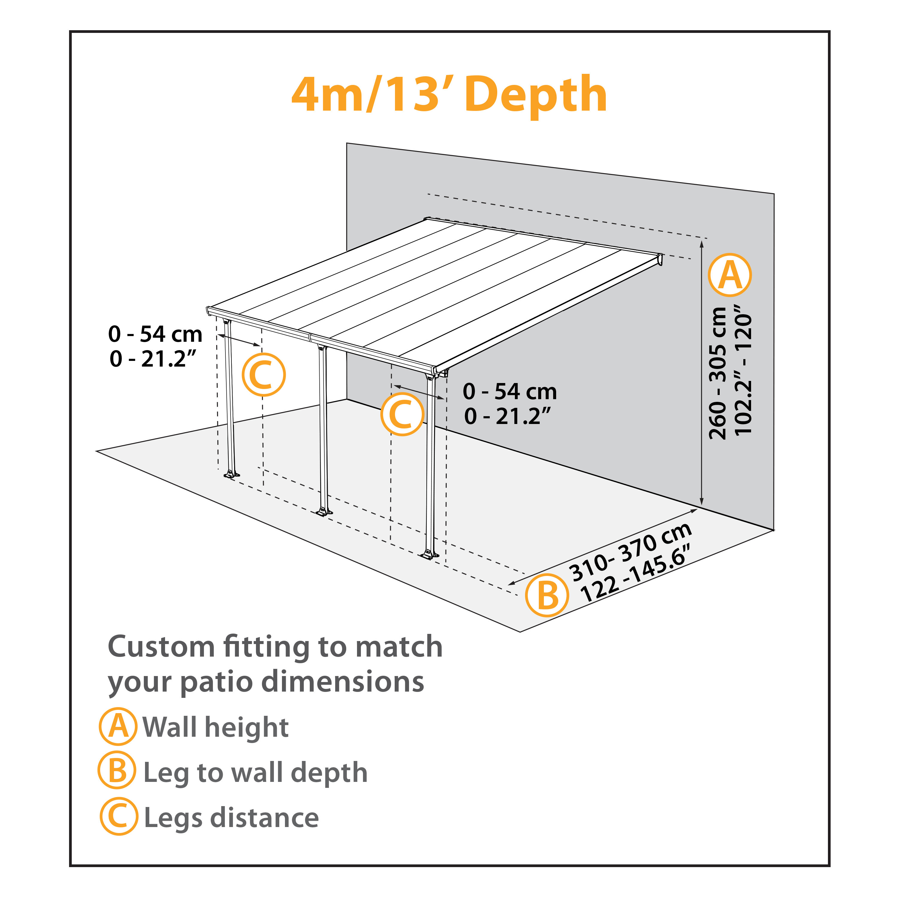 Palram Feria 10 Ft H X 26 W 13 D Patio Cover Awning Palram Feria Trade 10 Ft H X 26 W 13