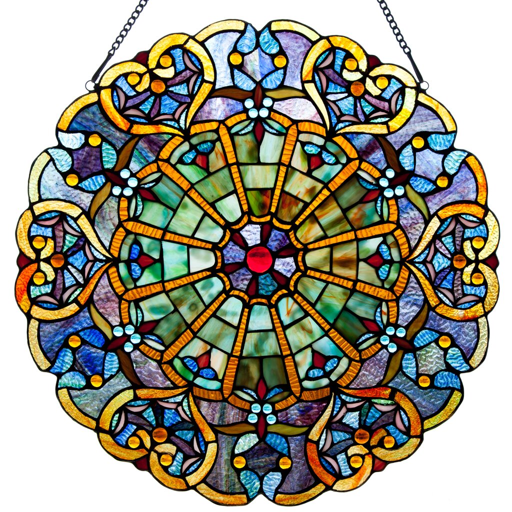 River Of Goods Webbed Heart Tiffany Style Stained Glass Window Panel