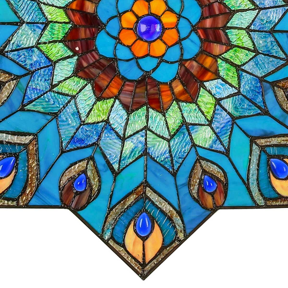 River Of Goods Peacock Star Tiffany Style Stained Glass Window Panel And Reviews Wayfair 8903