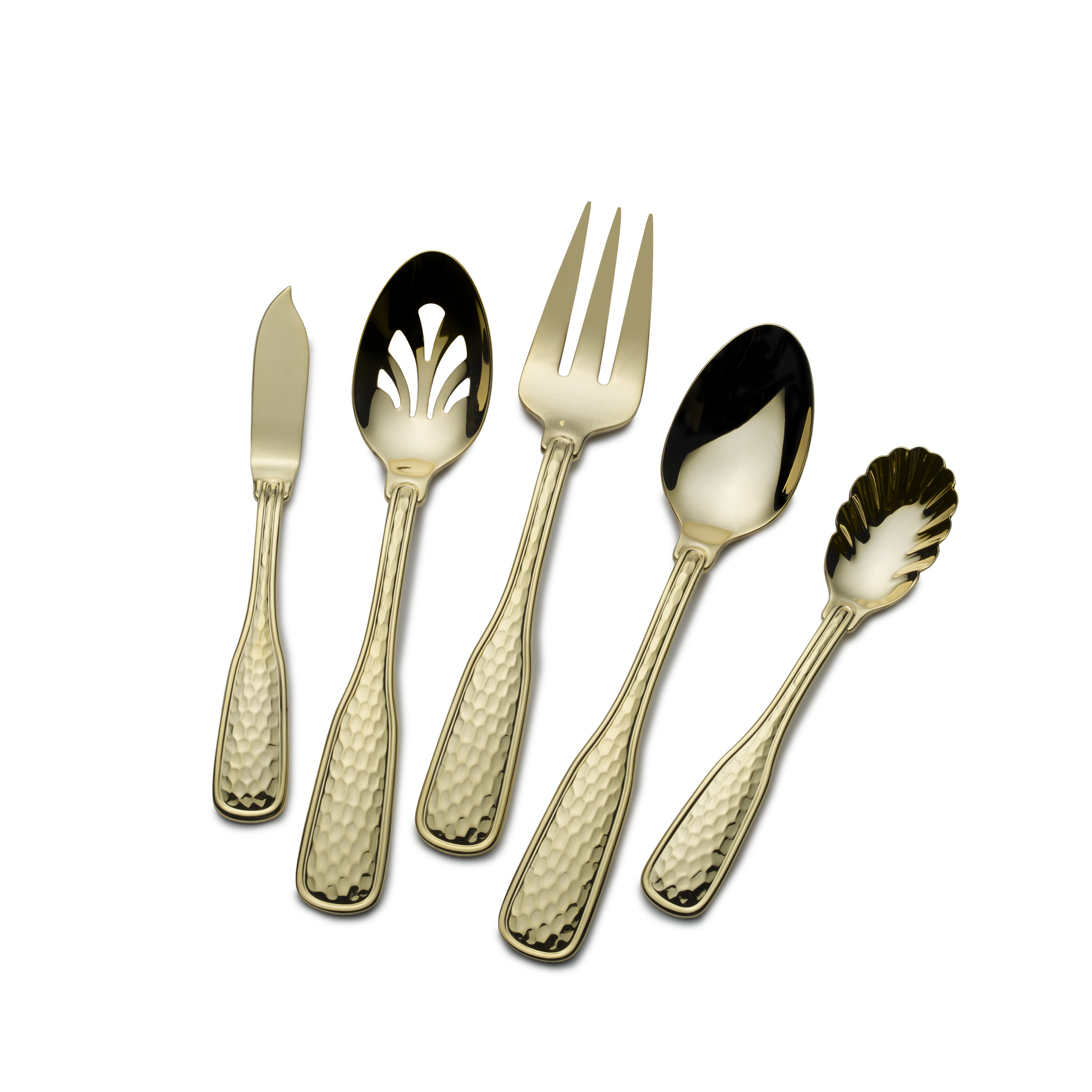 St. James Gold Plated Country Hammered Flatware 45piece Set & Reviews