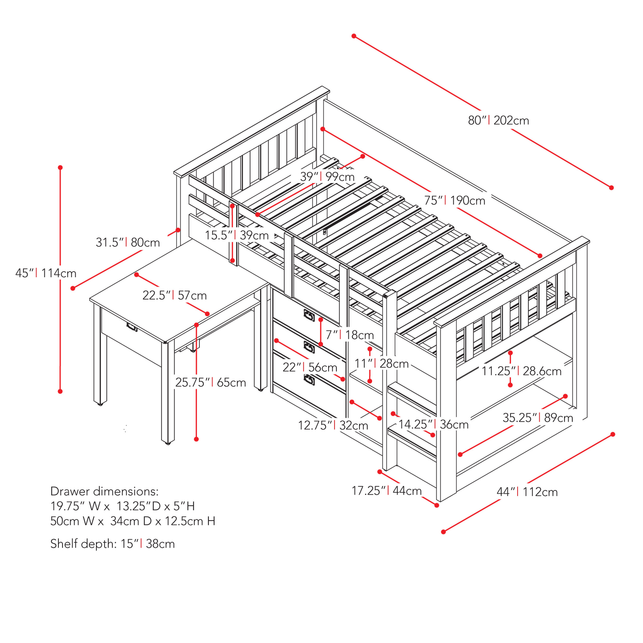 CorLiving Madison Twin Low Loft Bed with Storage & Reviews Wayfair