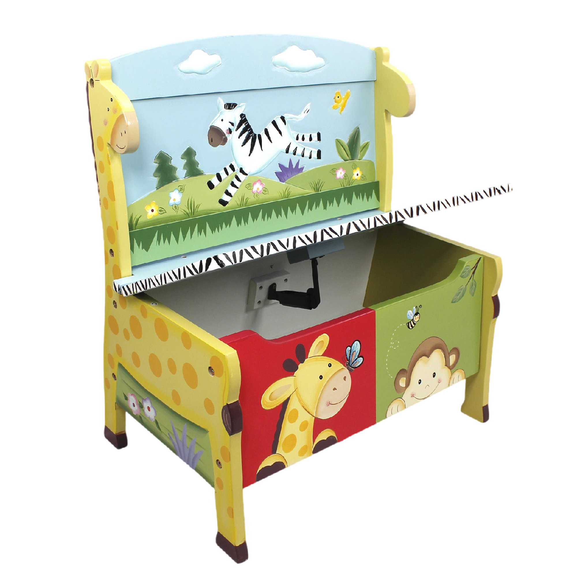 Fantasy Fields Sunny Safari Kids Bench with Storage Compartment