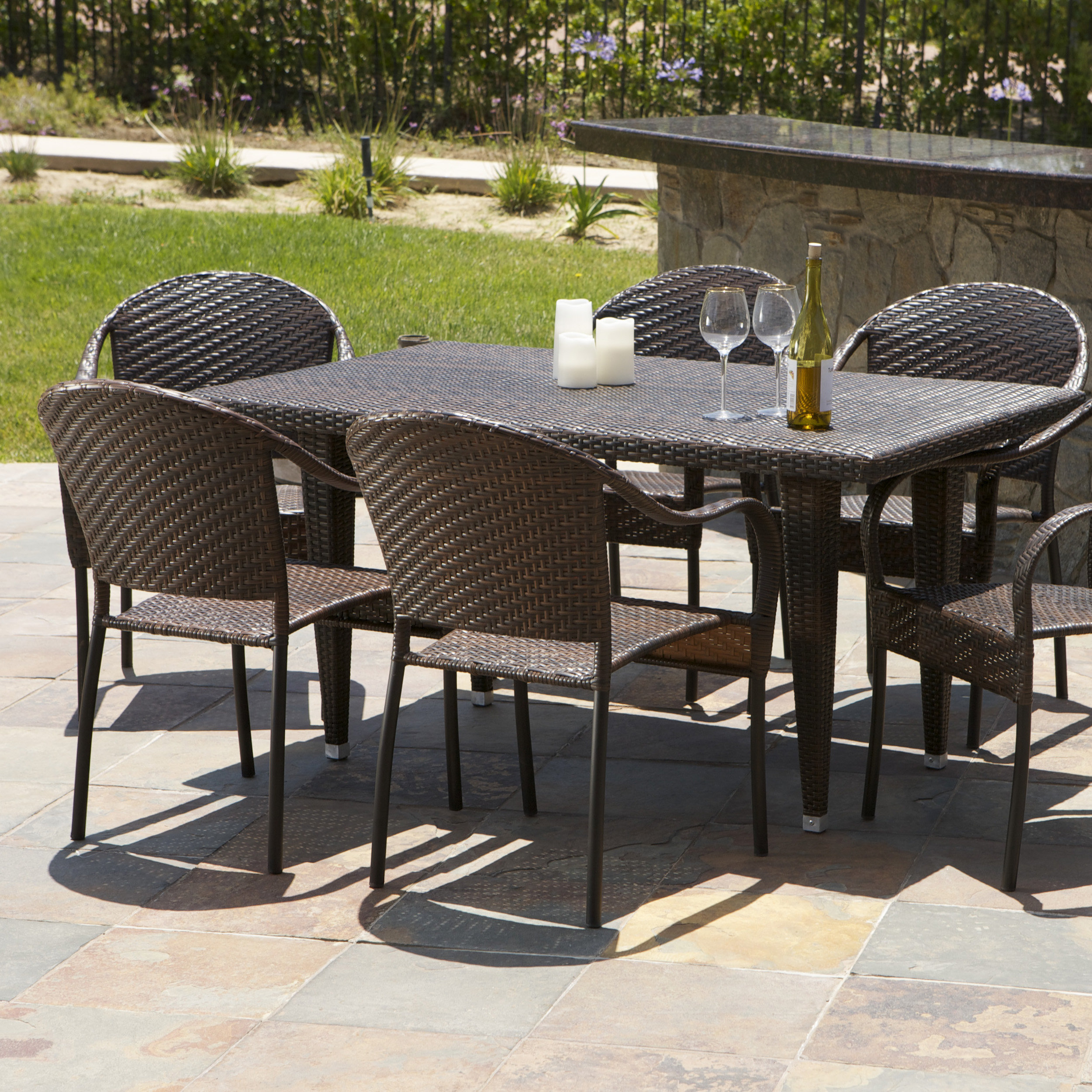 Polyethylene Patio Furniture Home Loft Concepts Dimke 7pc Polyethylene Wicker Outdoor Dining Set