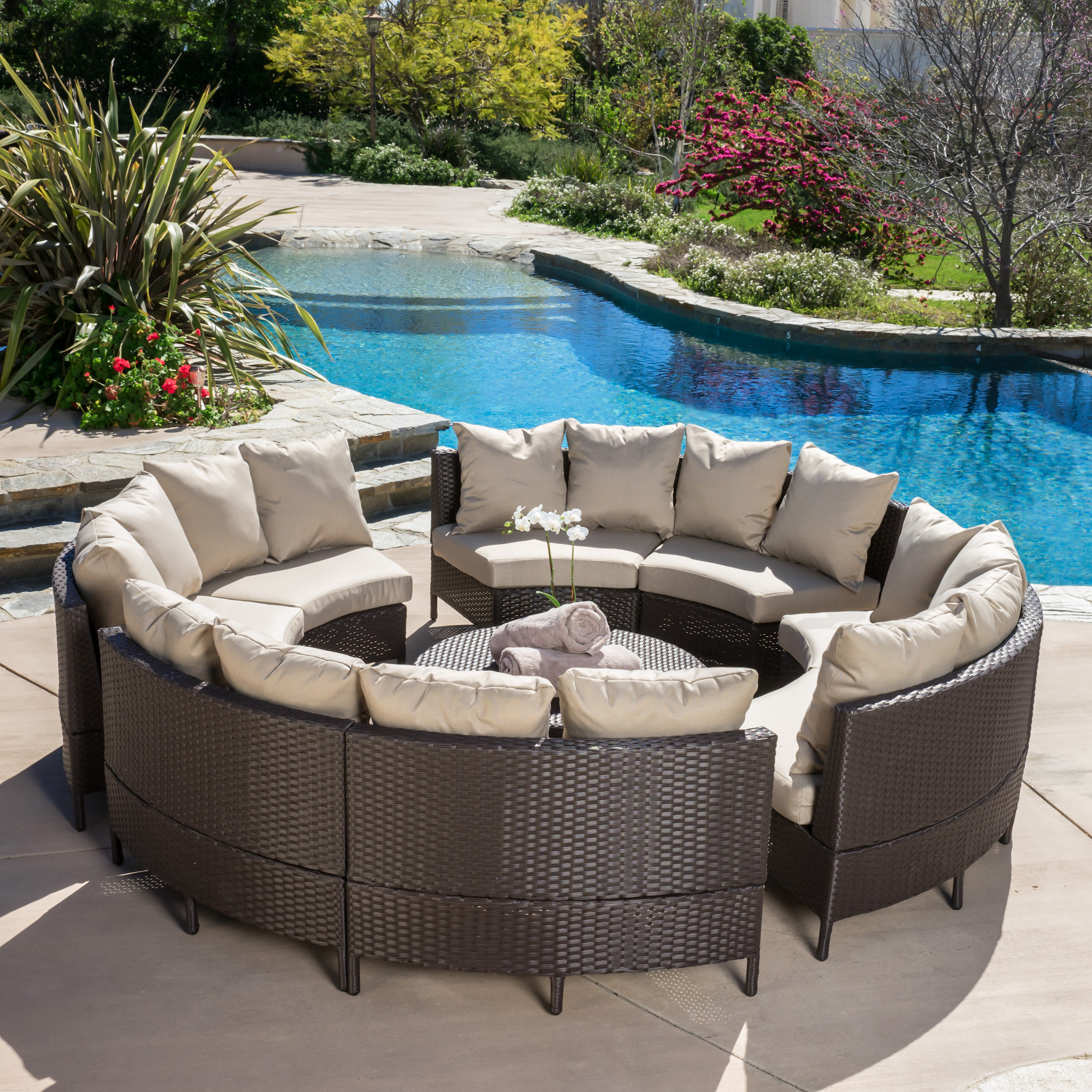Home Loft Concepts Avalon Wicker 10 Piece Lounge Seating Group with
