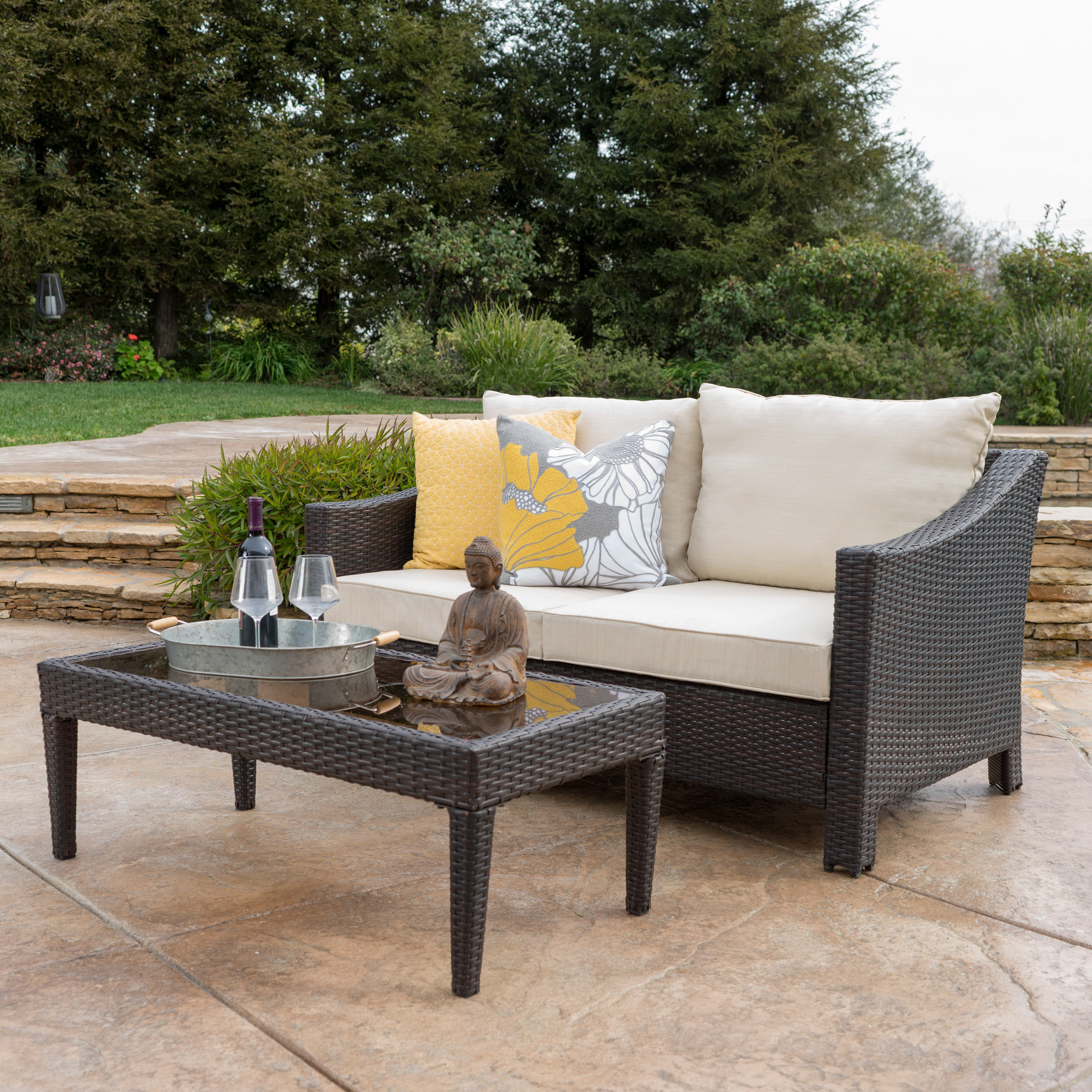 Danica Patio Loveseat & Ottoman Set & Reviews | Joss & Main Danica Patio Loveseat & Ottoman Set & Reviews | Joss & Main on Outdoor Loveseat Sets id=73005