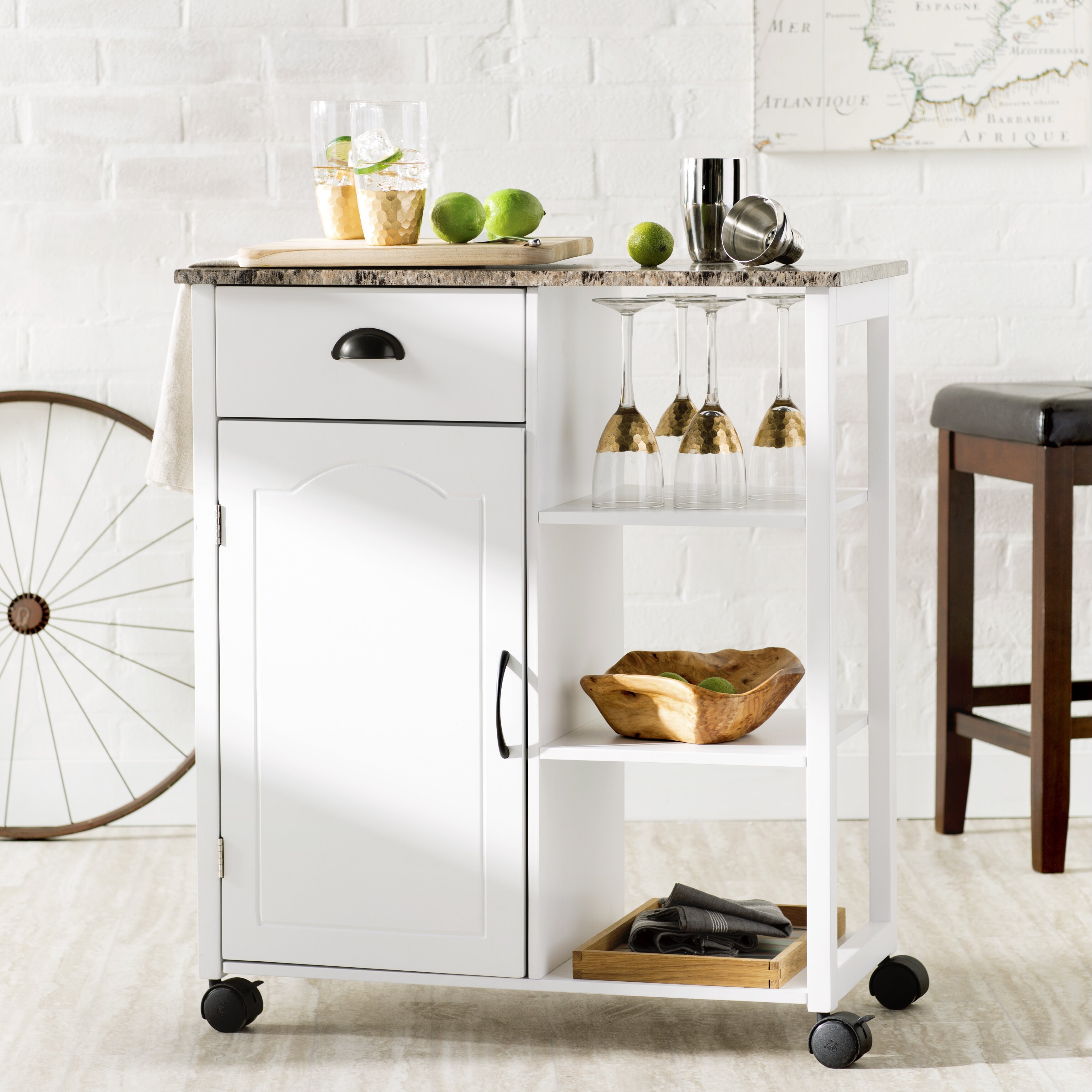 Andover Mills Irma Kitchen Cart with Marble Top & Reviews Wayfair