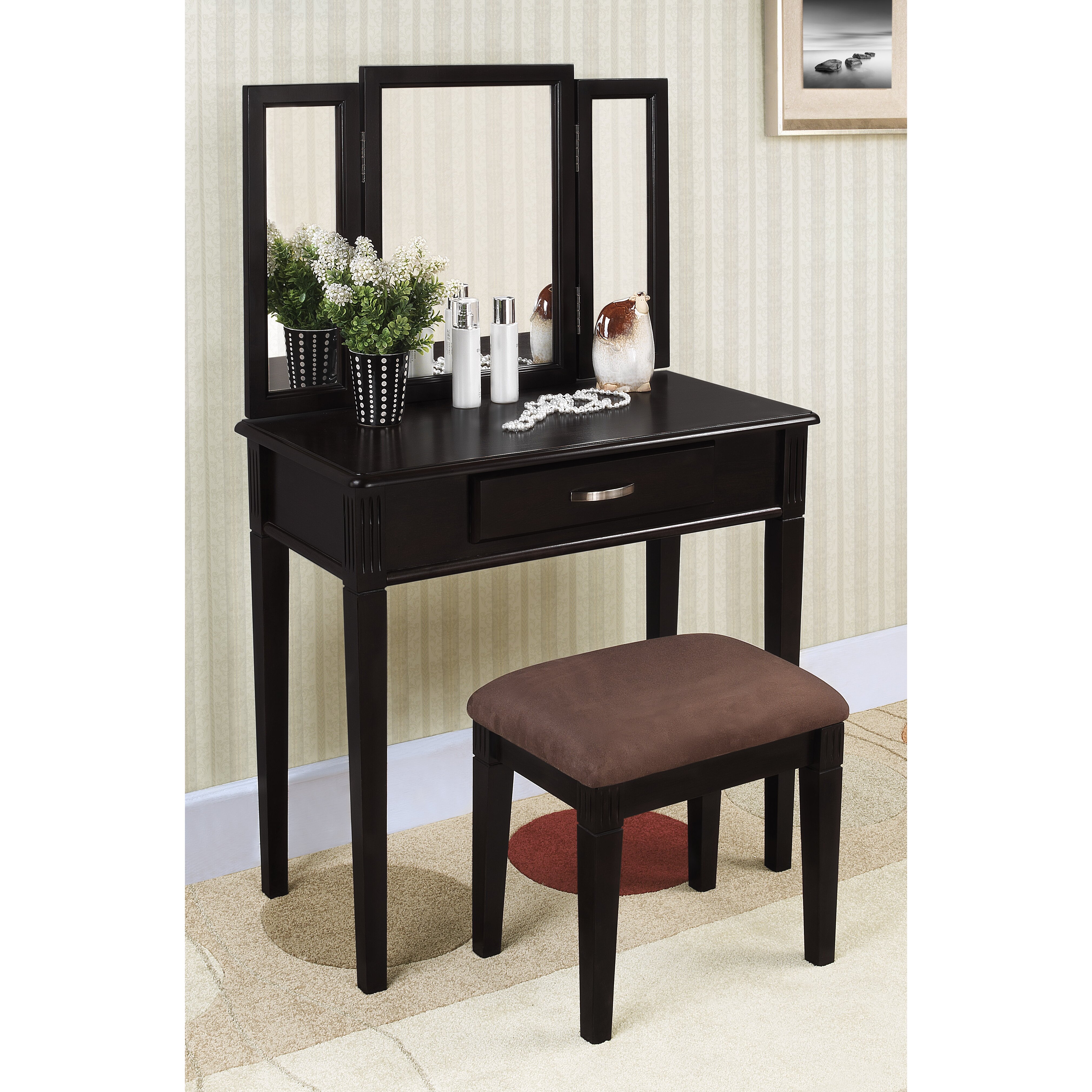 Andover Mills Tucker Vanity Set with Mirror & Reviews | Wayfair Andover Mills® Tucker Vanity Set with Mirror