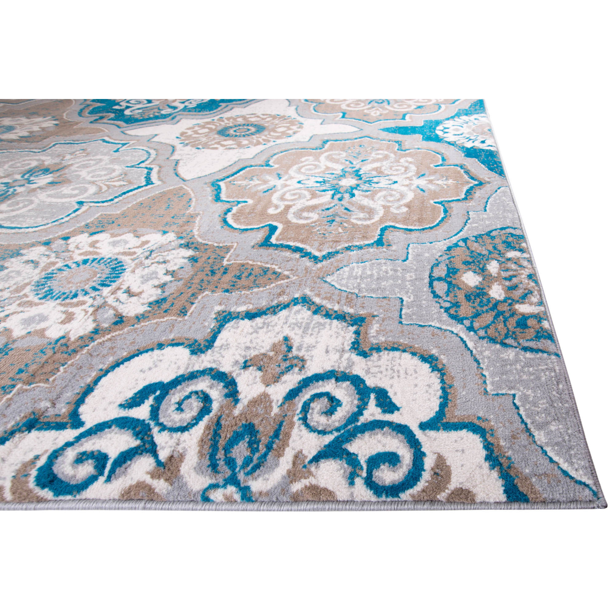 brown blue area rug