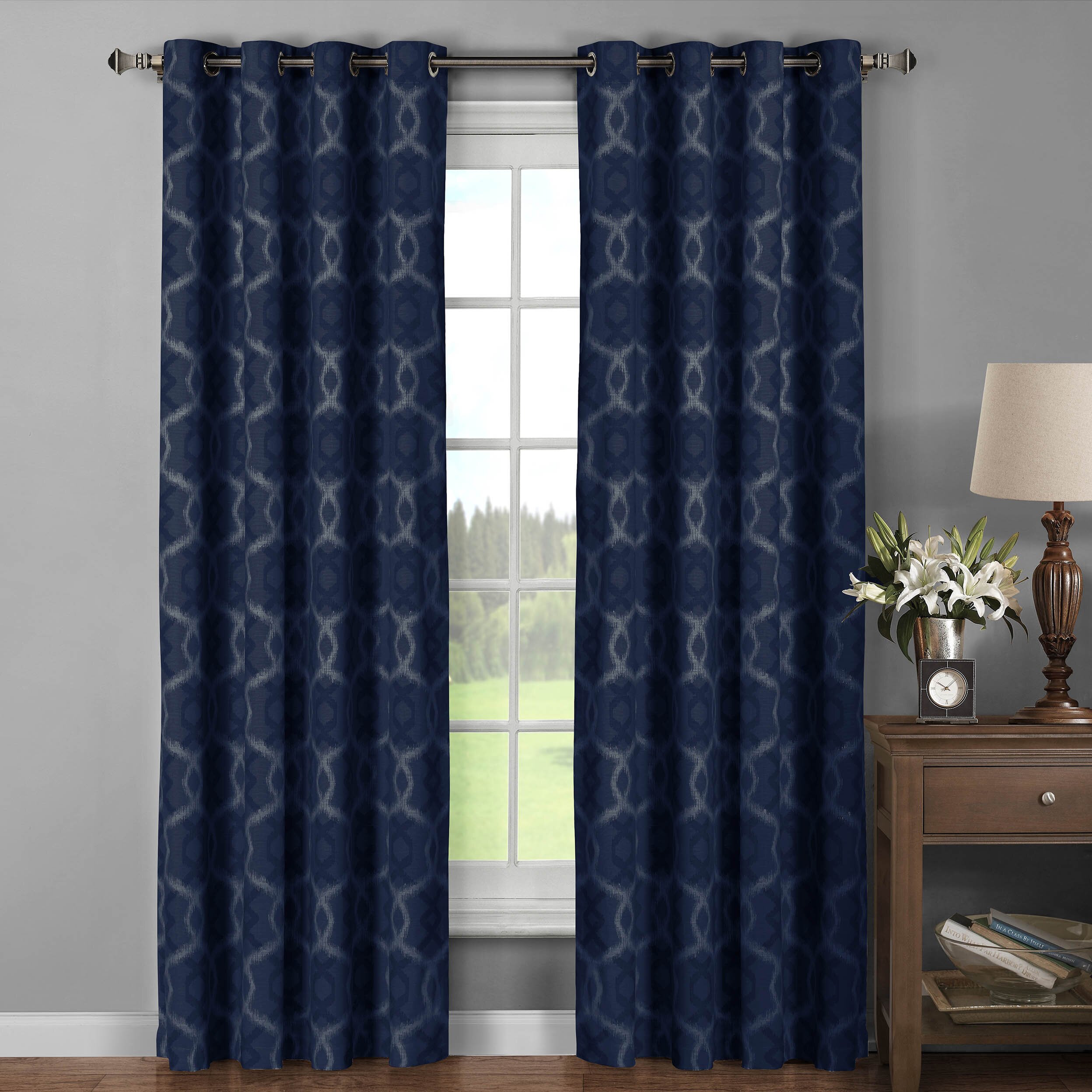 Window Elements Avila Printed Cotton Extra Wide Grommet Curtain ... - Window Elements Avila Printed Cotton Extra Wide Grommet Curtain Panels