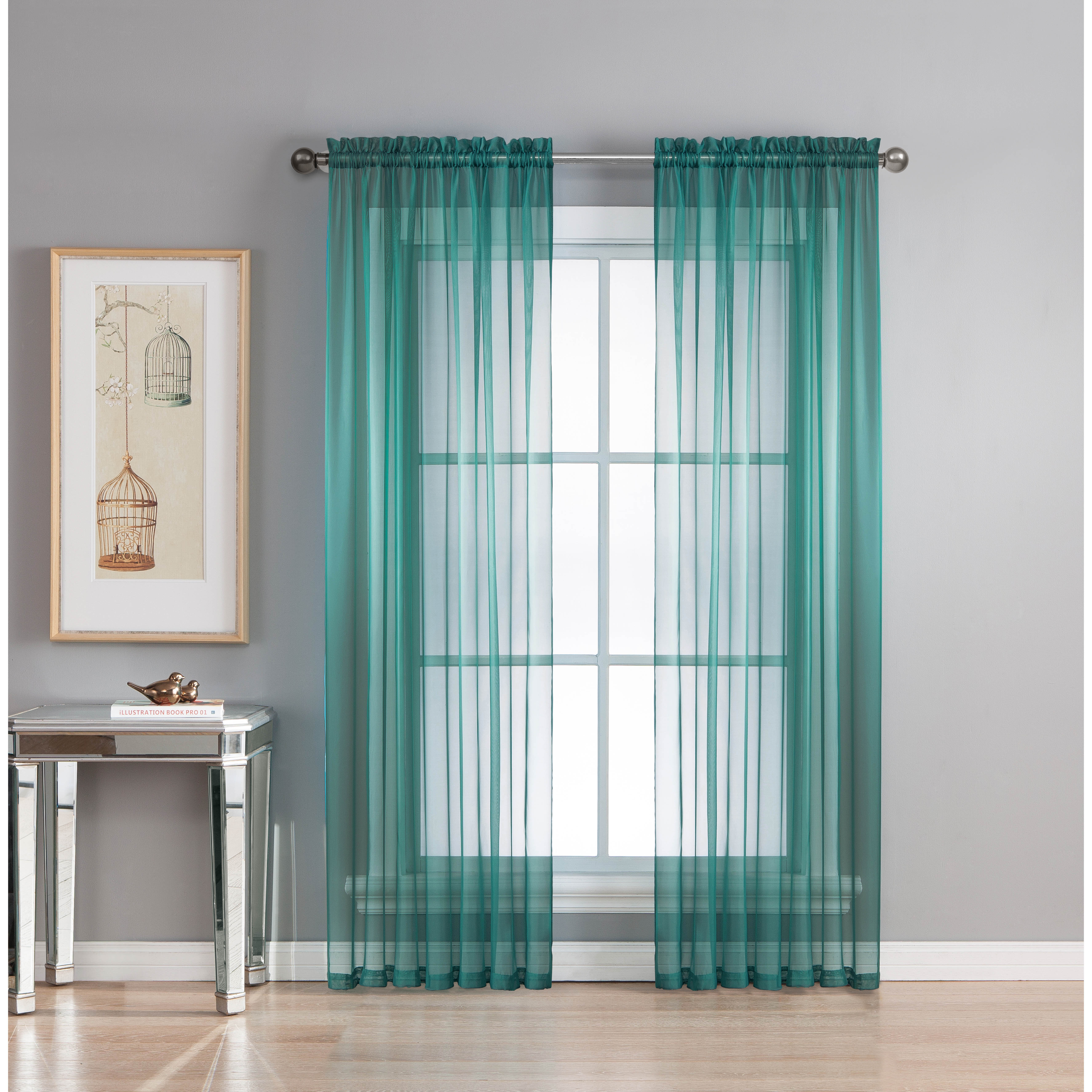 Window Elements Diamond Sheer Voile Extra Wide Rod Pocket Curtain ... - Window Elements Diamond Sheer Voile Extra Wide Rod Pocket Curtain Panels