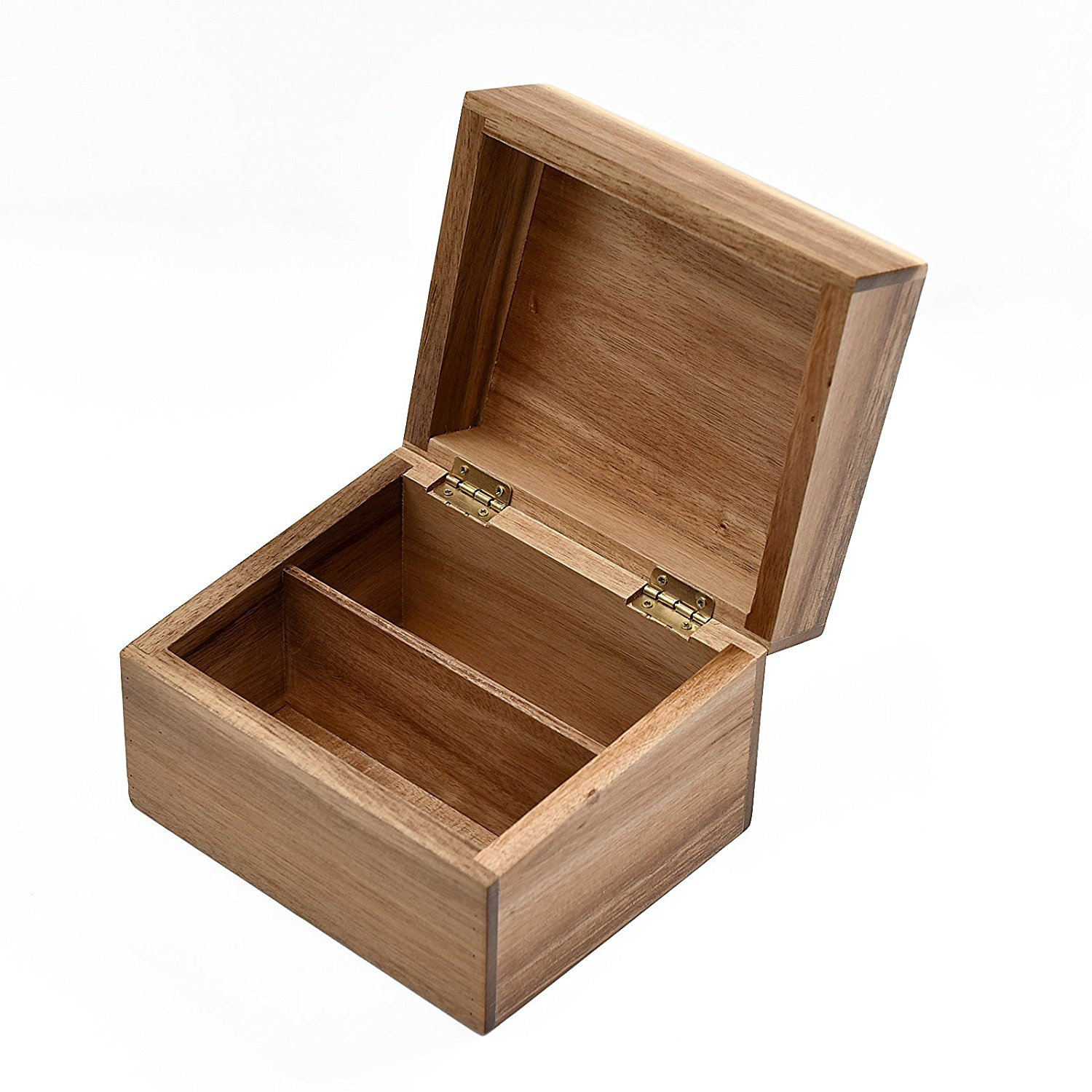Welland Industries LLC Acacia Wood Recipe Box with Card Divider Wayfair