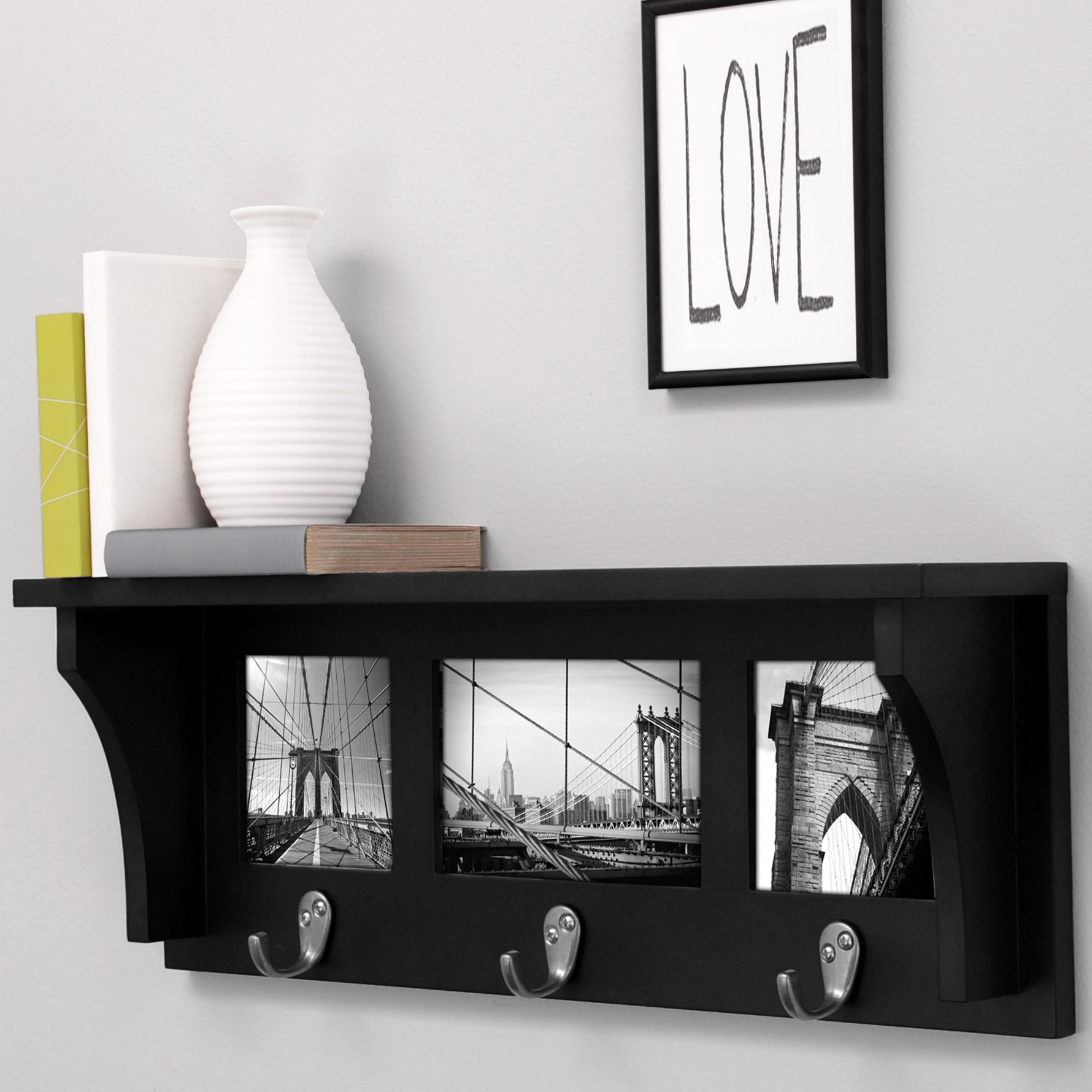 Entryway Wall Mount Coat Rack W 3 Cubbies Tradingbasis Collection Wall Mounted Coat Racks Pictures Reikian