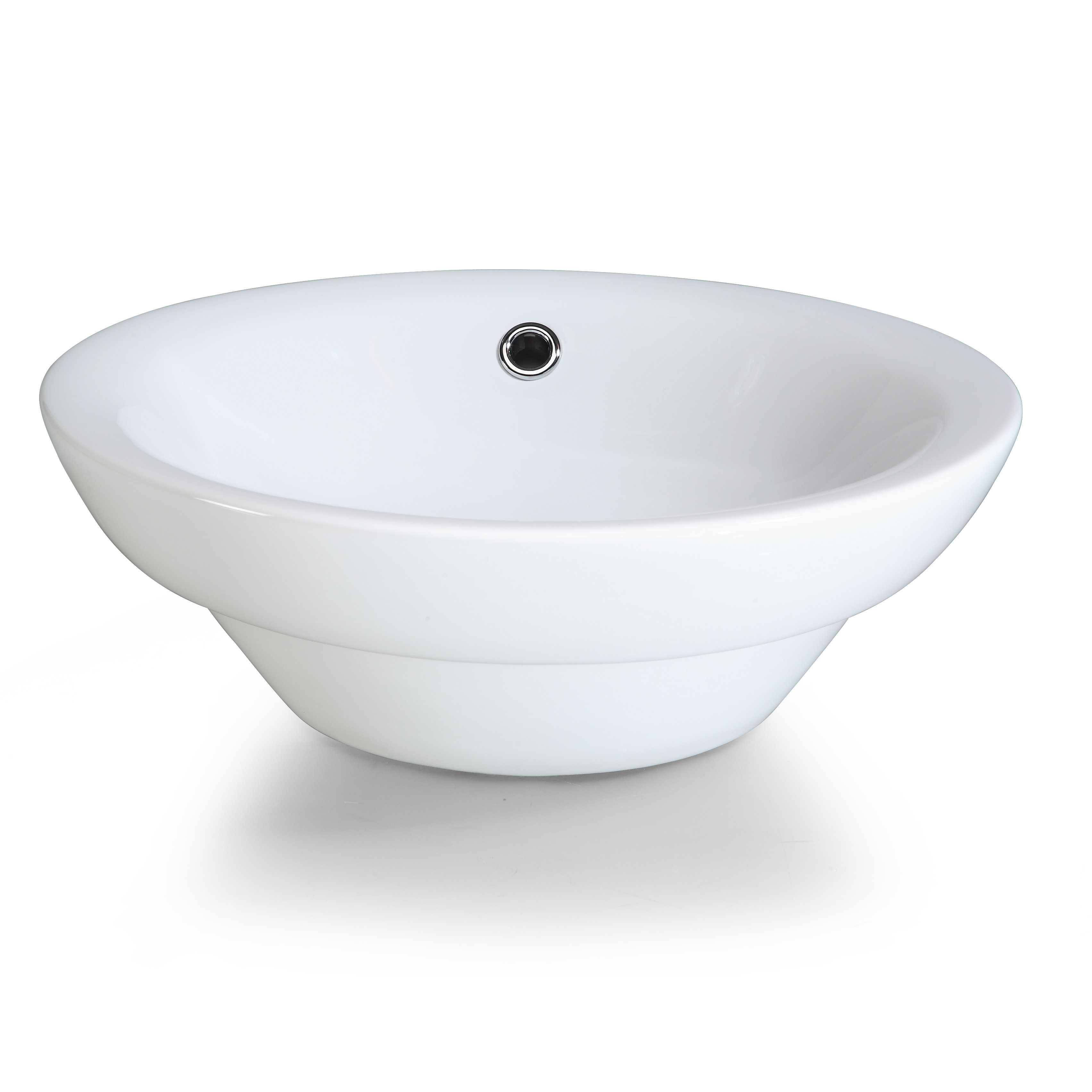 Ryvyr Semi Recessed Round Vitreous China Vessel Bathroom Sink Ryvyr Semi Recessed Round Vitreous China Vessel Bathroom Sink