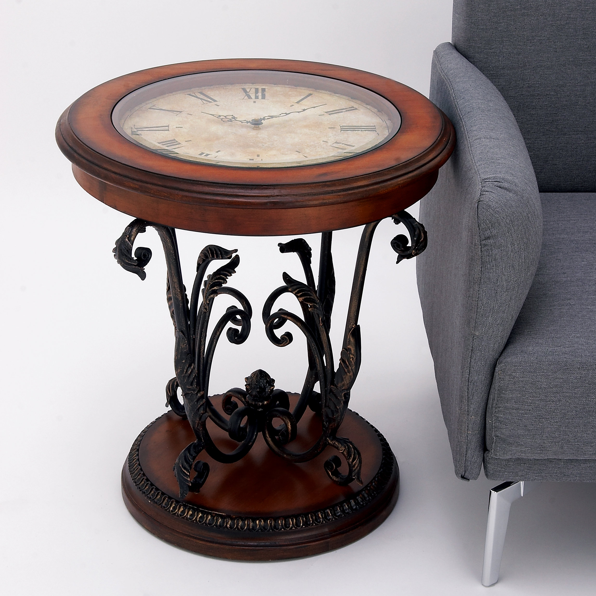 Ec World Imports Casa Cortes Round Clock Coffee And End Table Ec World Imports Casa Cortes Round Clock Coffee And End Table