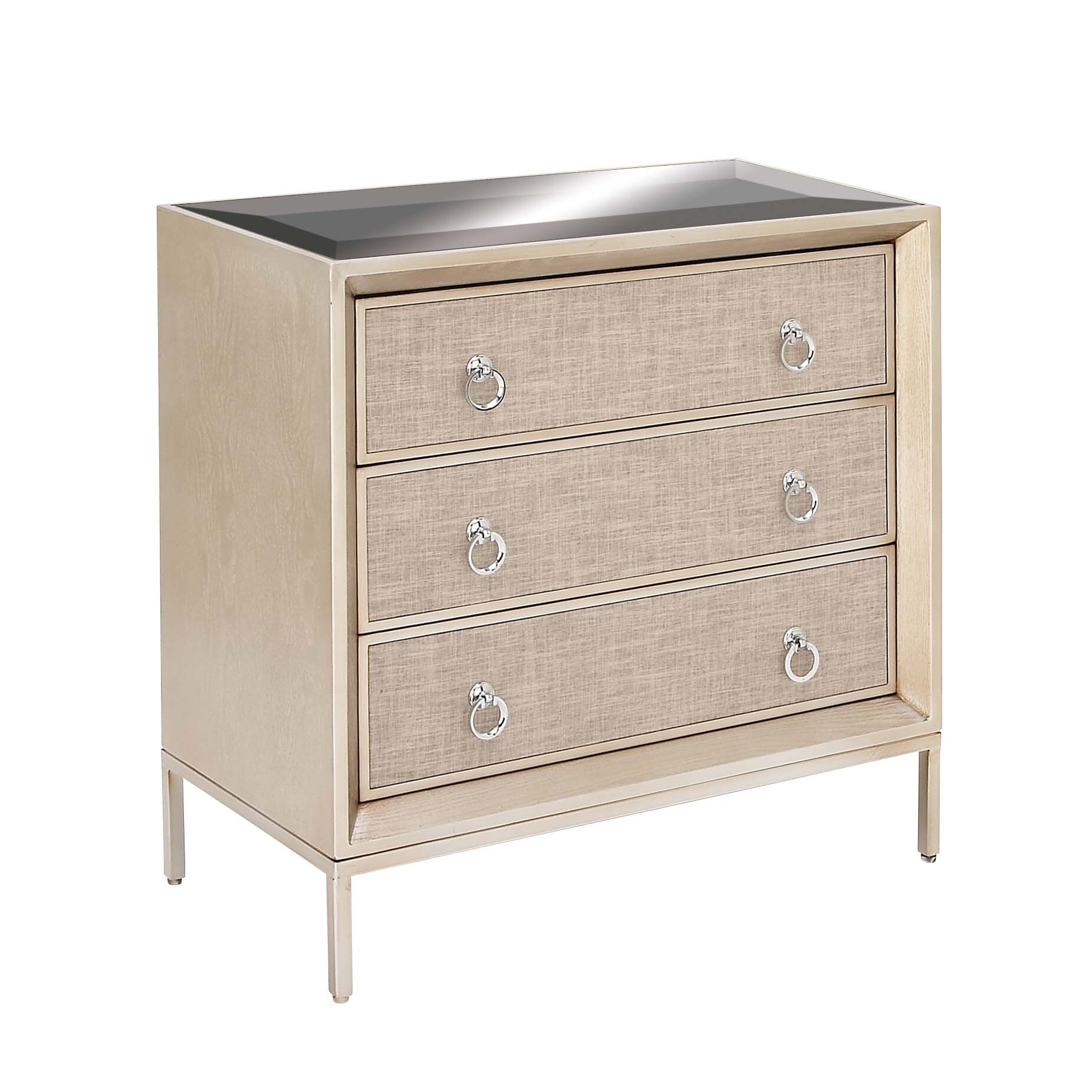 Cole & Grey 3 Drawer Wood and Metal Mirror Accent Chest & Reviews ... - Cole & Grey 3 Drawer Wood and Metal Mirror Accent Chest