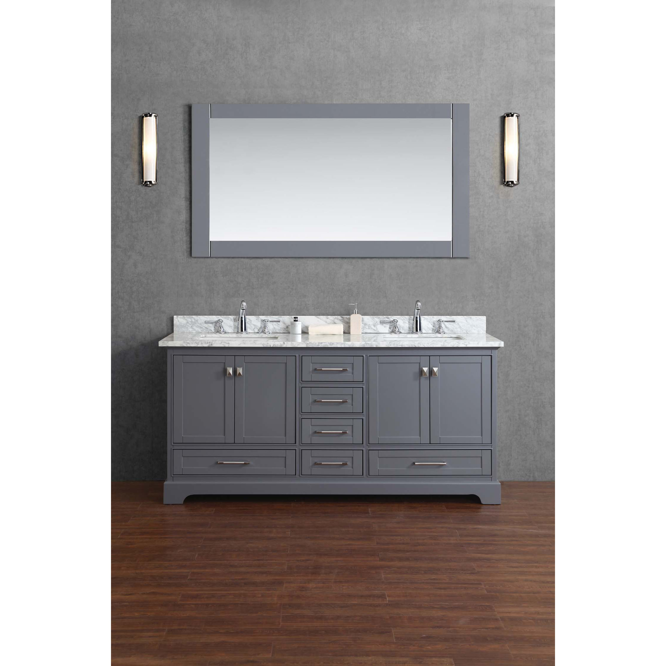 dCOR design Barrington 72" Double Sink Bathroom Vanity Set with Mirror