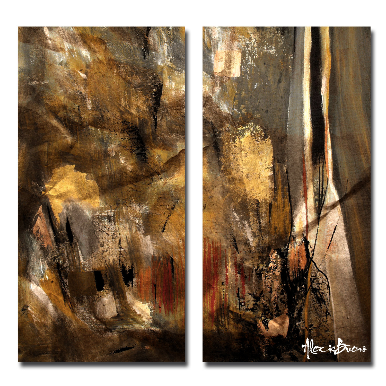Ready2hangart Oversized Abstract 2Piece Print of Painting on Canvas