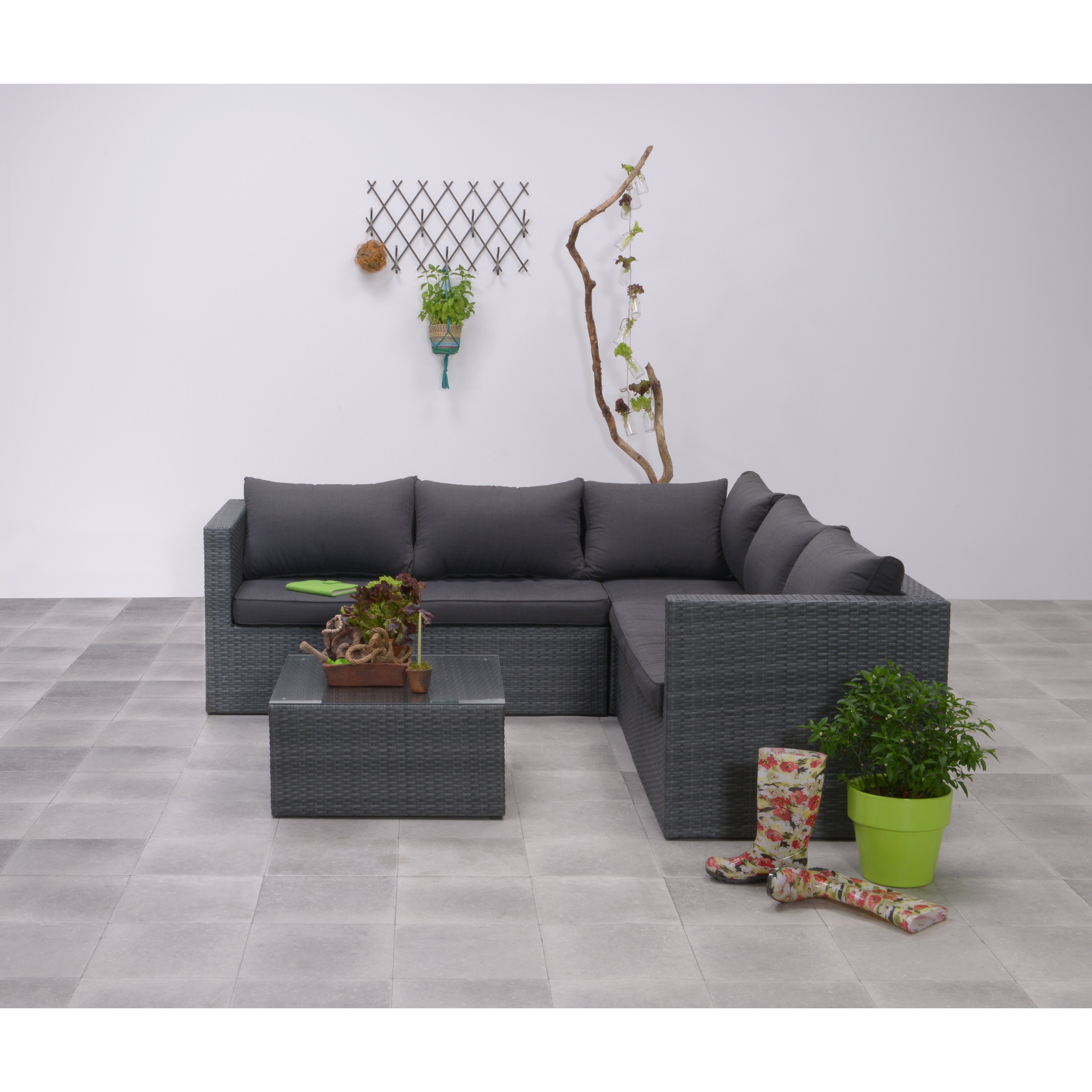 Ecksofa VENEDIG von GARDENIMPRESSIONS in Earl Grau / Dunkelanthrazit