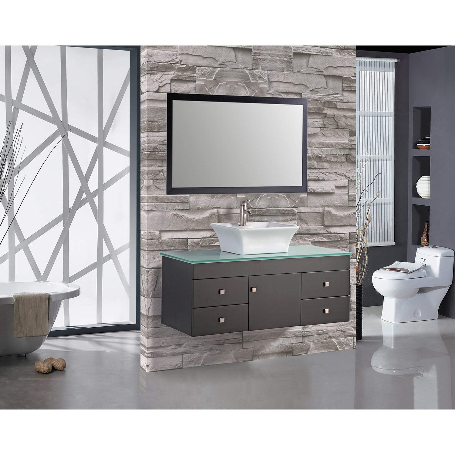 MTDVanities Nepal 48" Single Sink Bathroom Vanity Set with Mirror