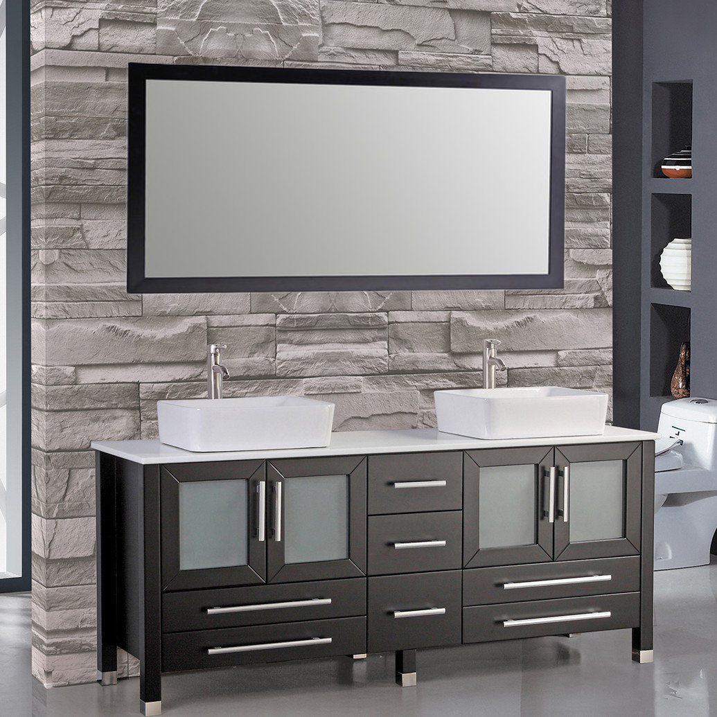 MTDVanities Malta 71" Double Bathroom Vanity Set with Mirror & Reviews Wayfair