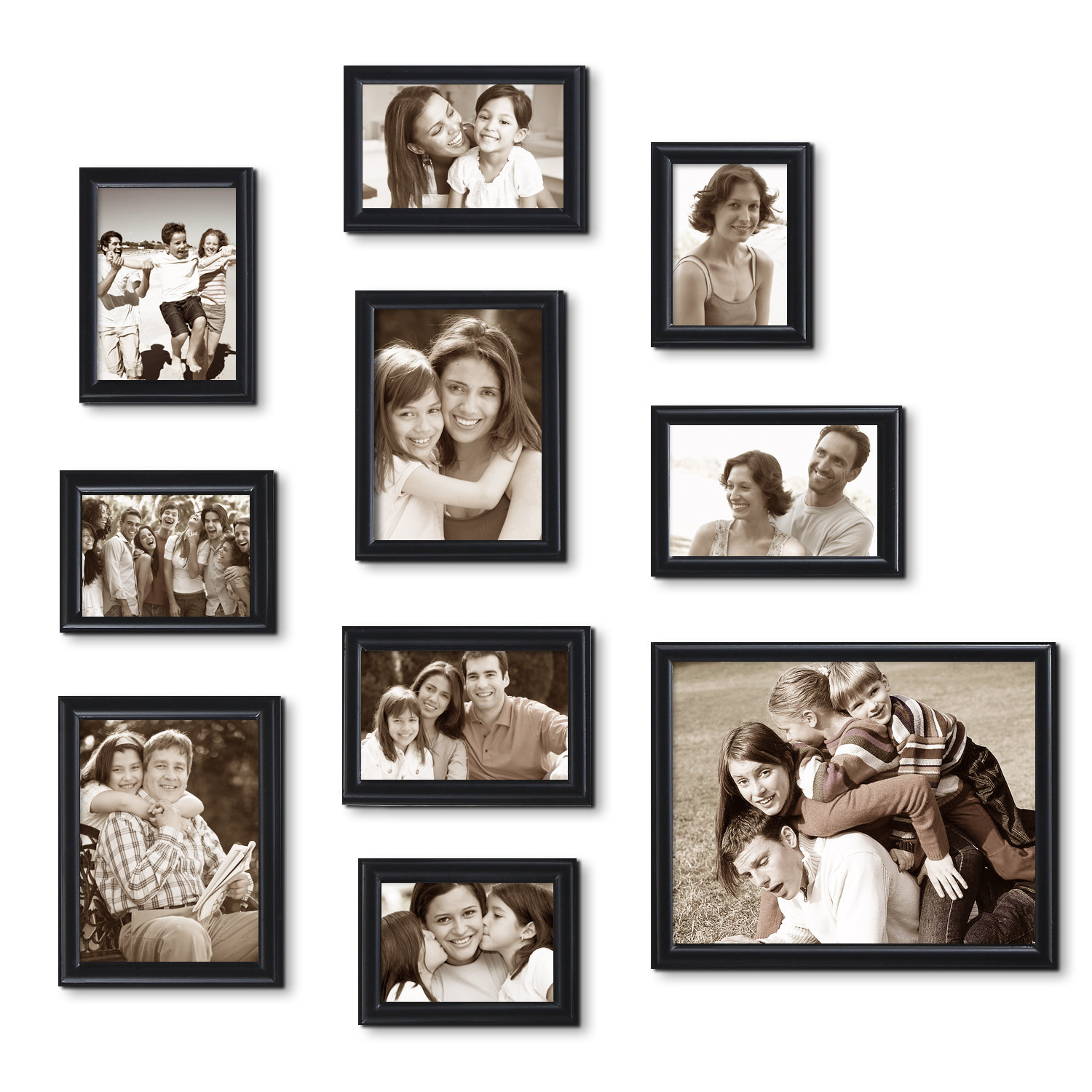 AdecoTrading 10 Piece Decorative Curved Bevel Picture Frame Set