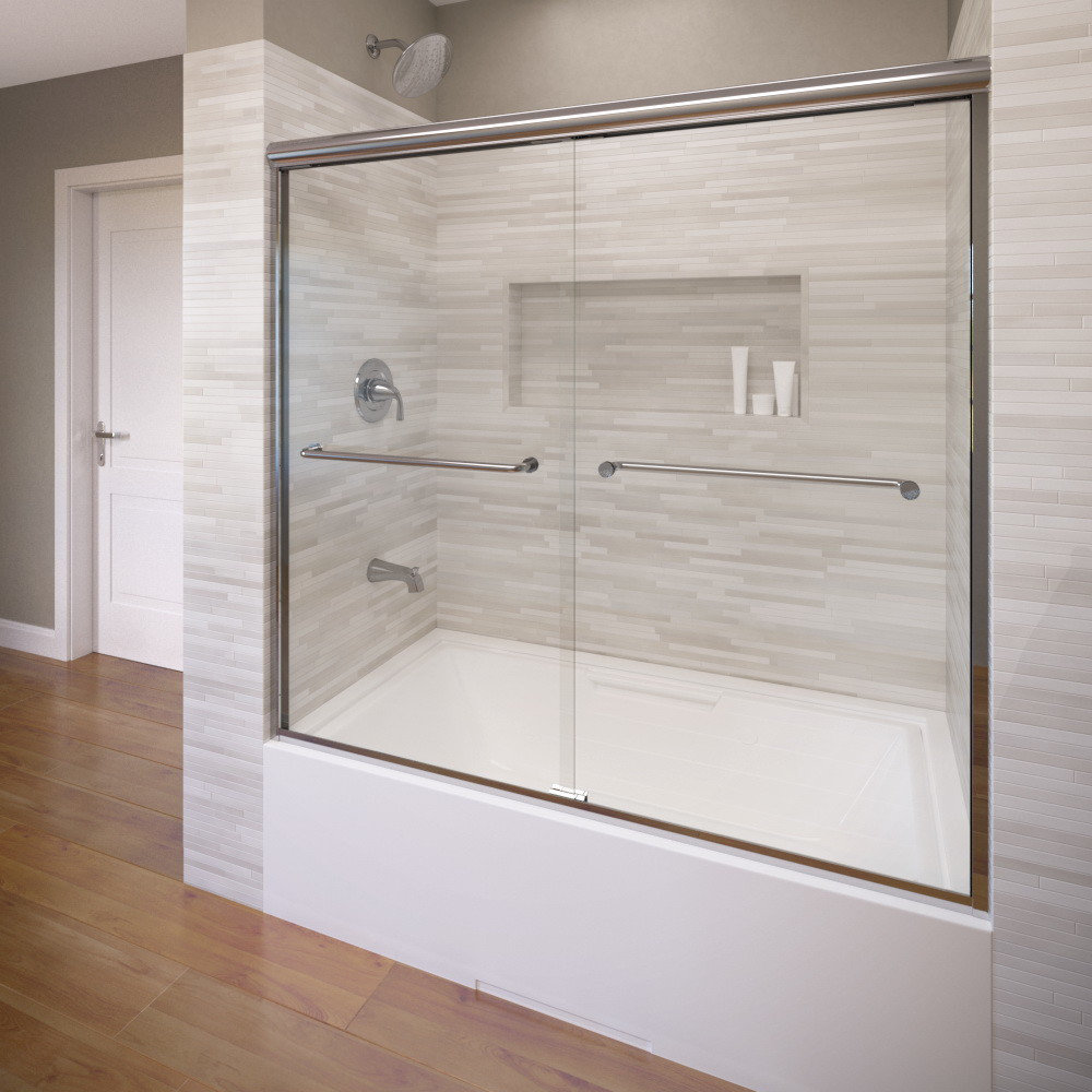 Shower Bathtub Doors You Ll Love Wayfair Infinity 57 X 58 5 Frameless Bypass Sliding