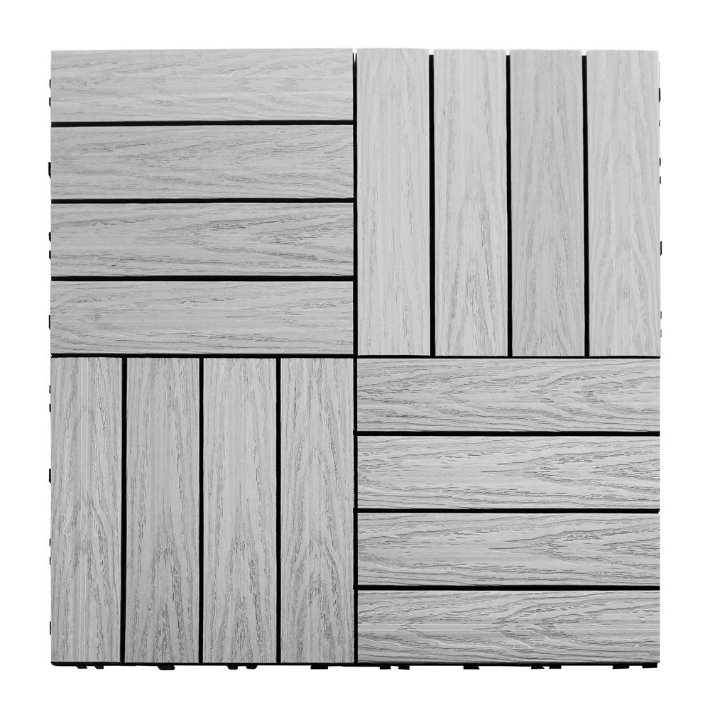 Outdoor Deck Tiles Planks You Ll Love Wayfair Naturale Composite 12 X Interlocking Deck Tiles In Icelandic Smoke White