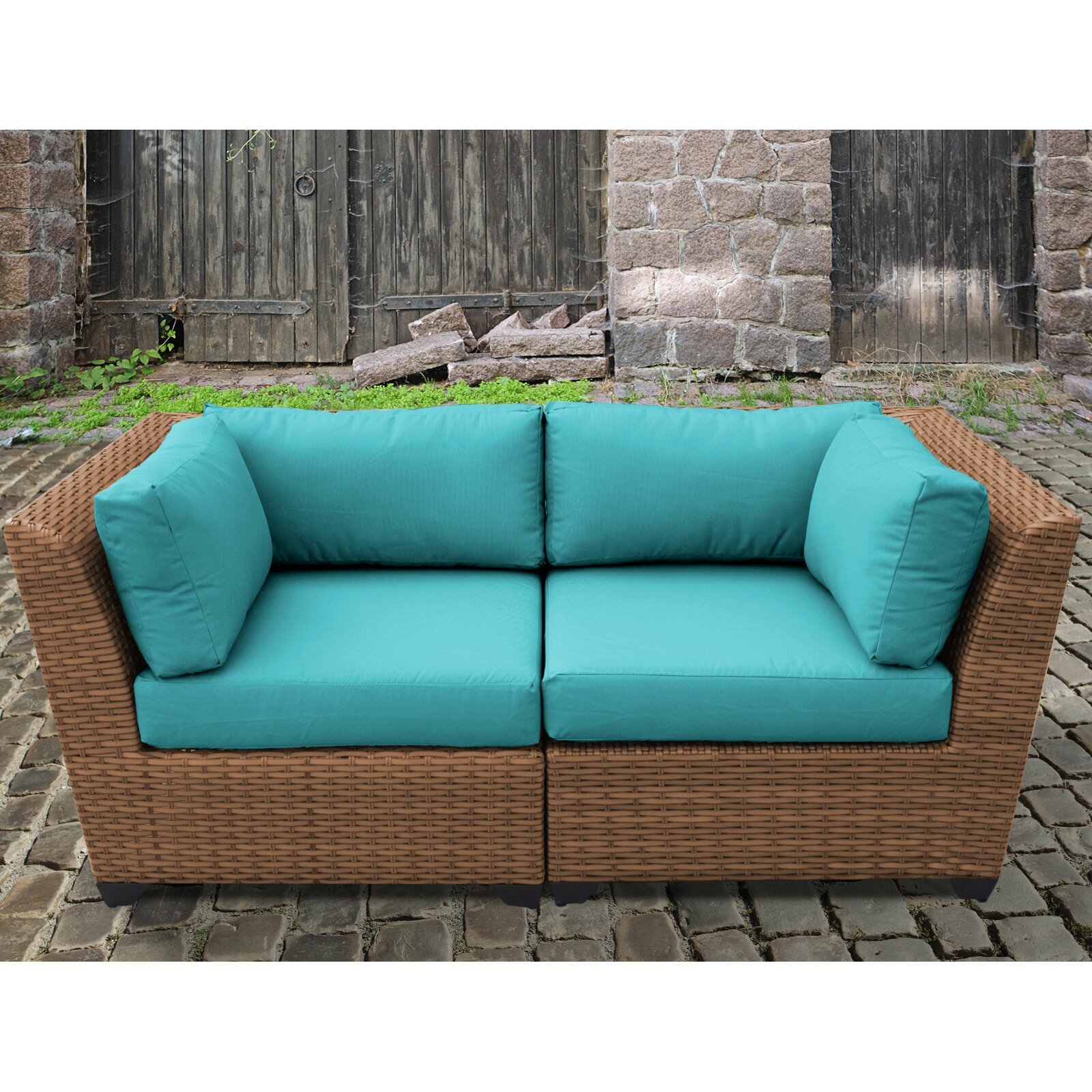 TK Classics Laguna Outdoor Wicker Patio 2 Piece Deep Seating Group With ...