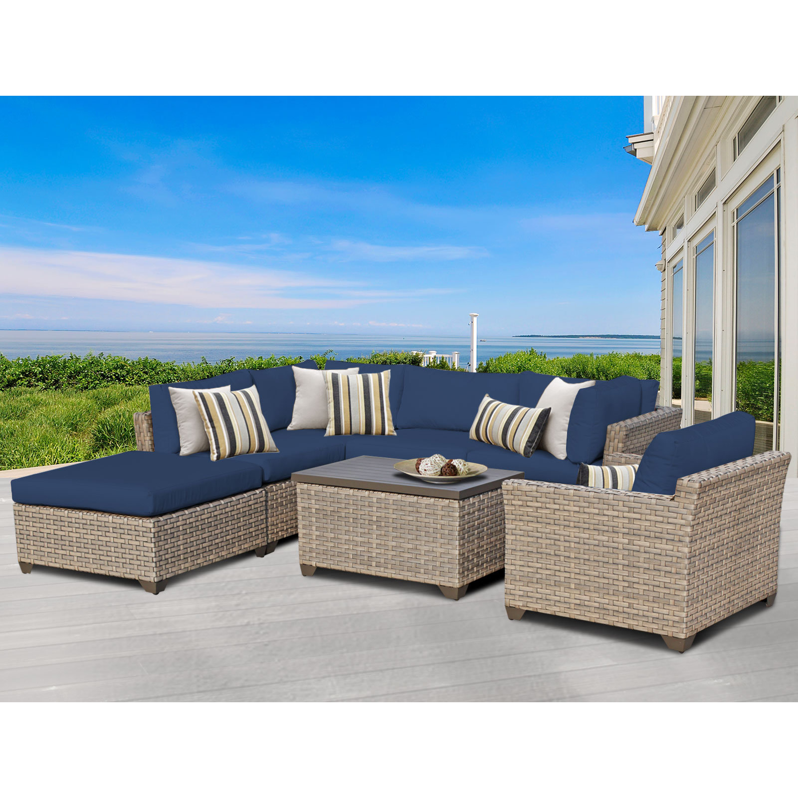 TK Classics Monterey 7 Piece Sectional Seating Group with Cushion