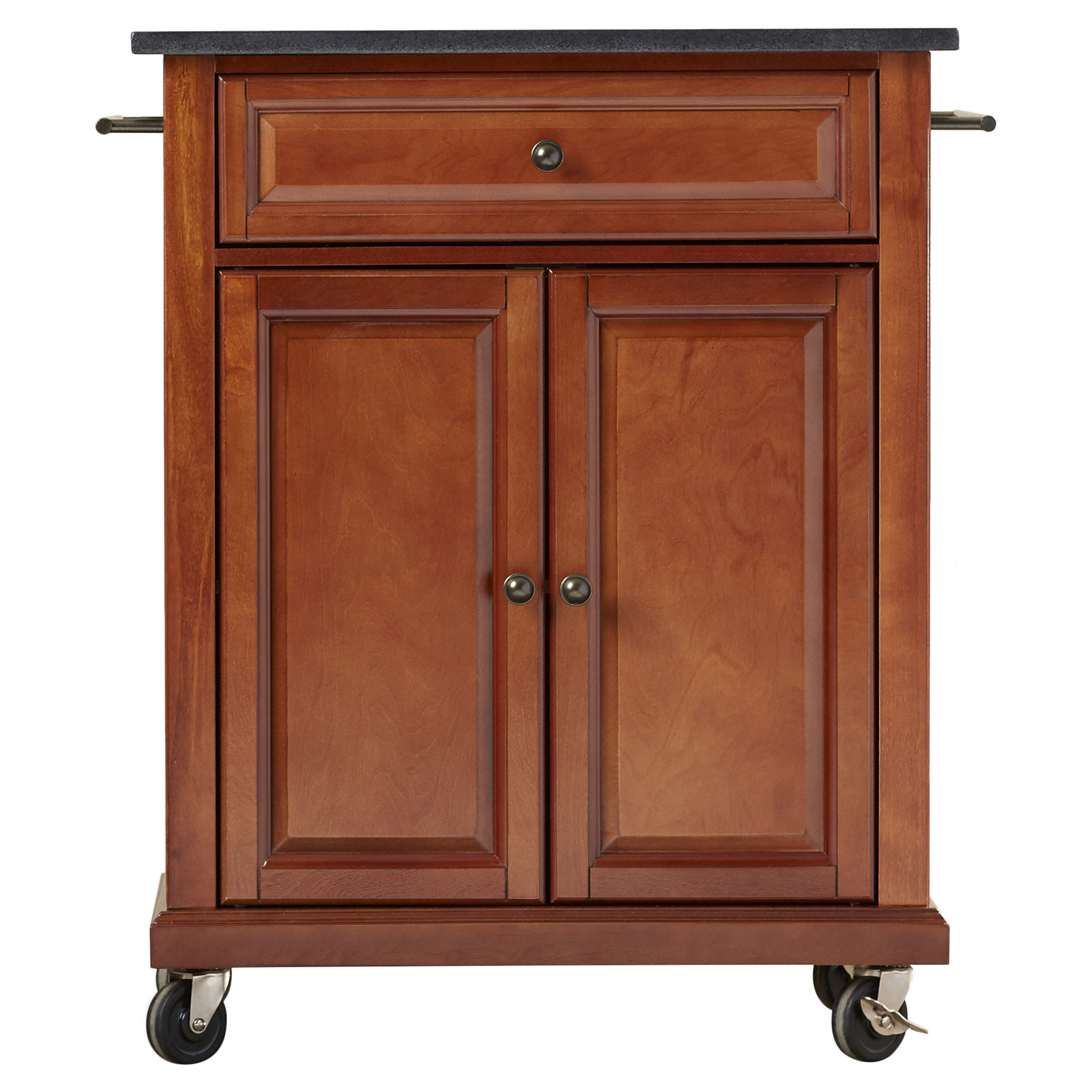 Darby Home Co Pottstown Solid Black Granite Top Portable Kitchen Island