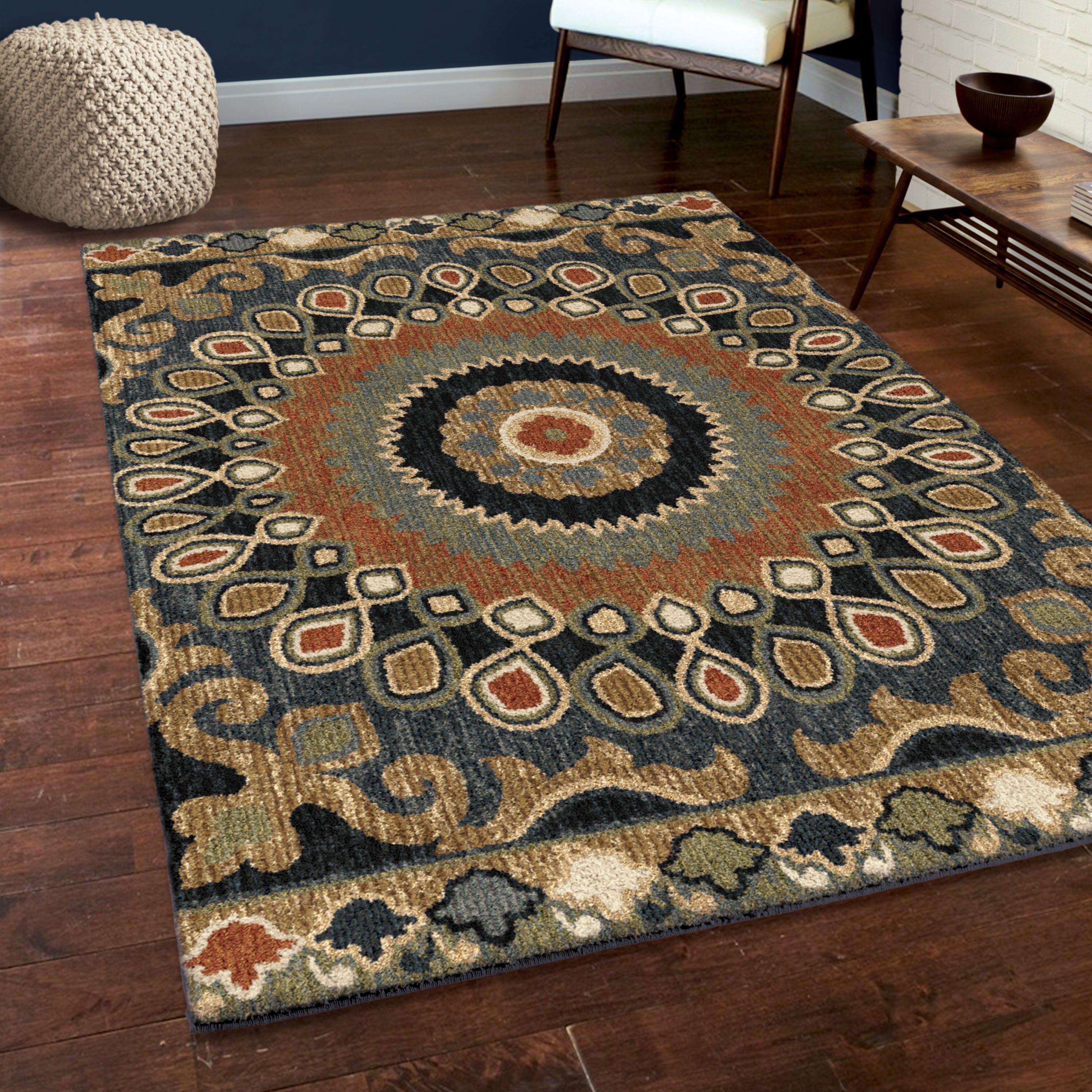 Darby Home Co Cohee Blue Brown Beige Area Rug