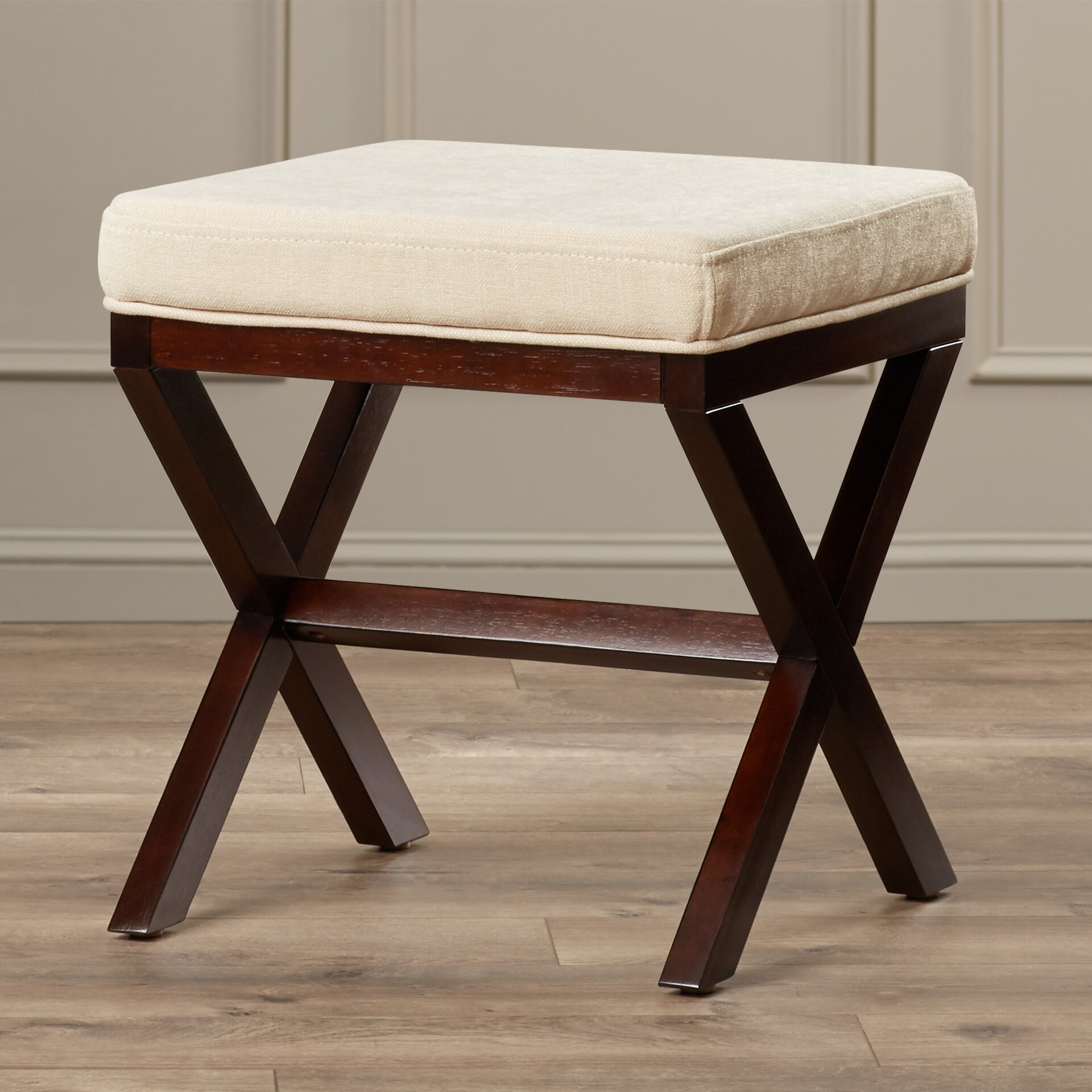 Charlton Home Milford Wood Vanity Stool & Reviews | Wayfair  Charlton Home® Milford Wood Vanity Stool