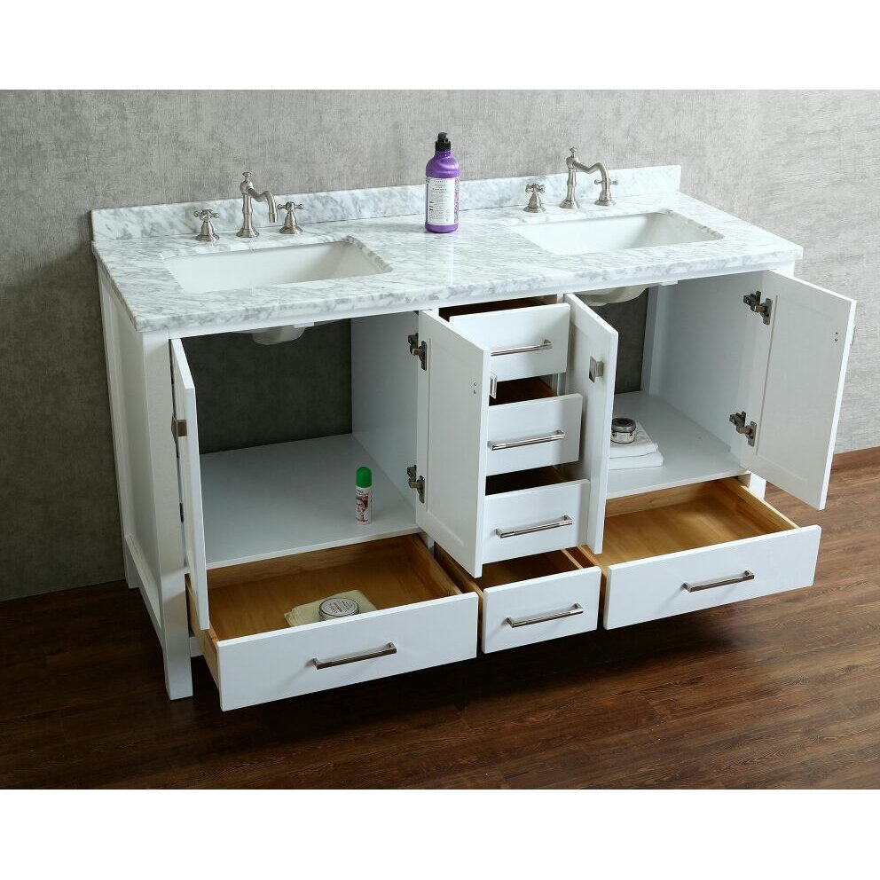 Ari Kitchen & Bath Bella 60" Double Bathroom Vanity Set ...