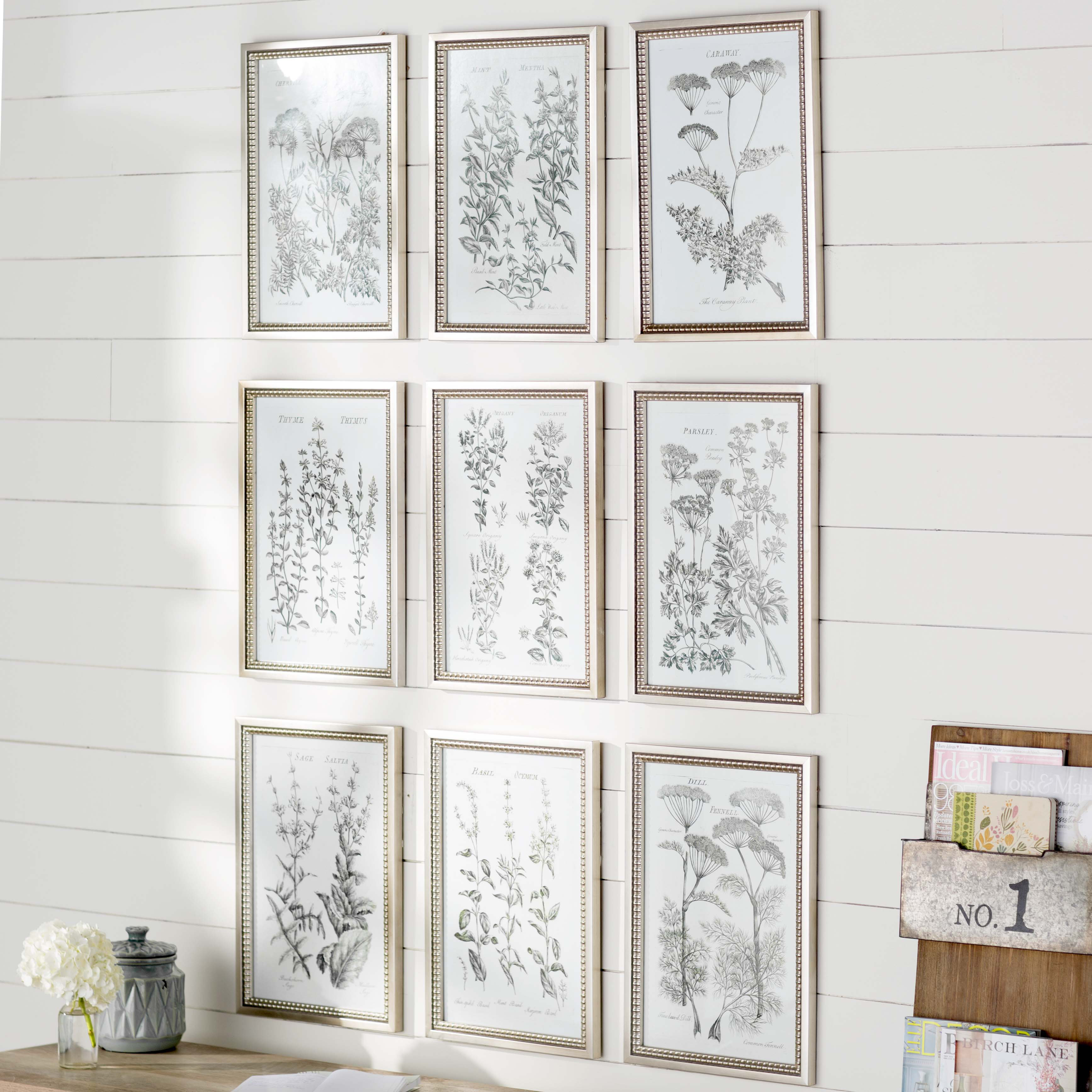 August Grove Herb Garden Prints 9 Piece Framed Graphic Art Set ...