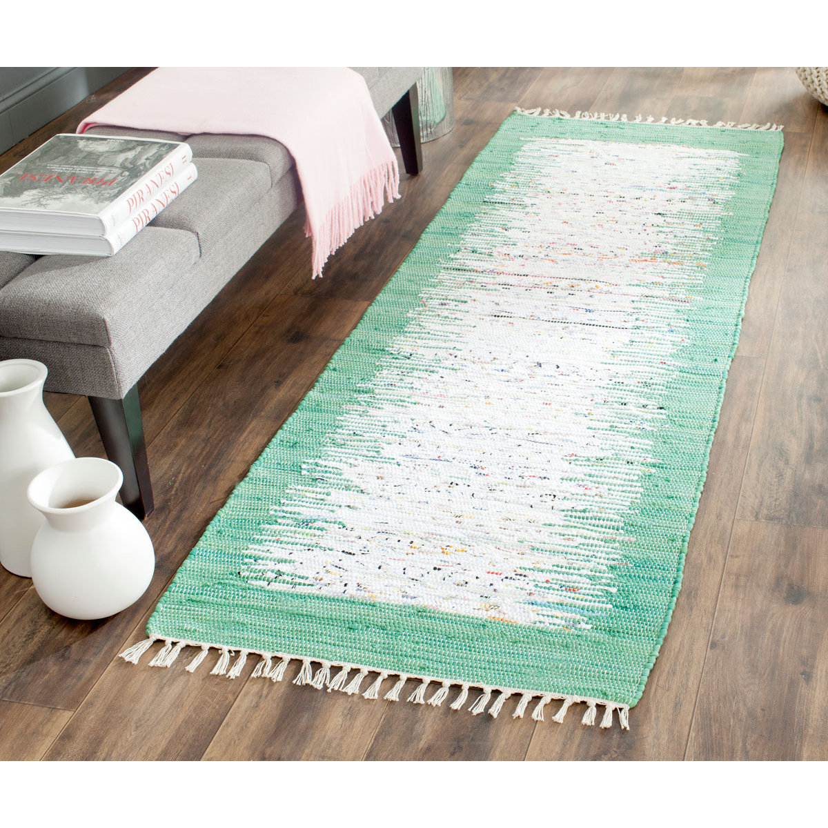 Beachcrest Home Zenobia HandWoven Ivory/Sea Green Area Rug & Reviews Wayfair.ca