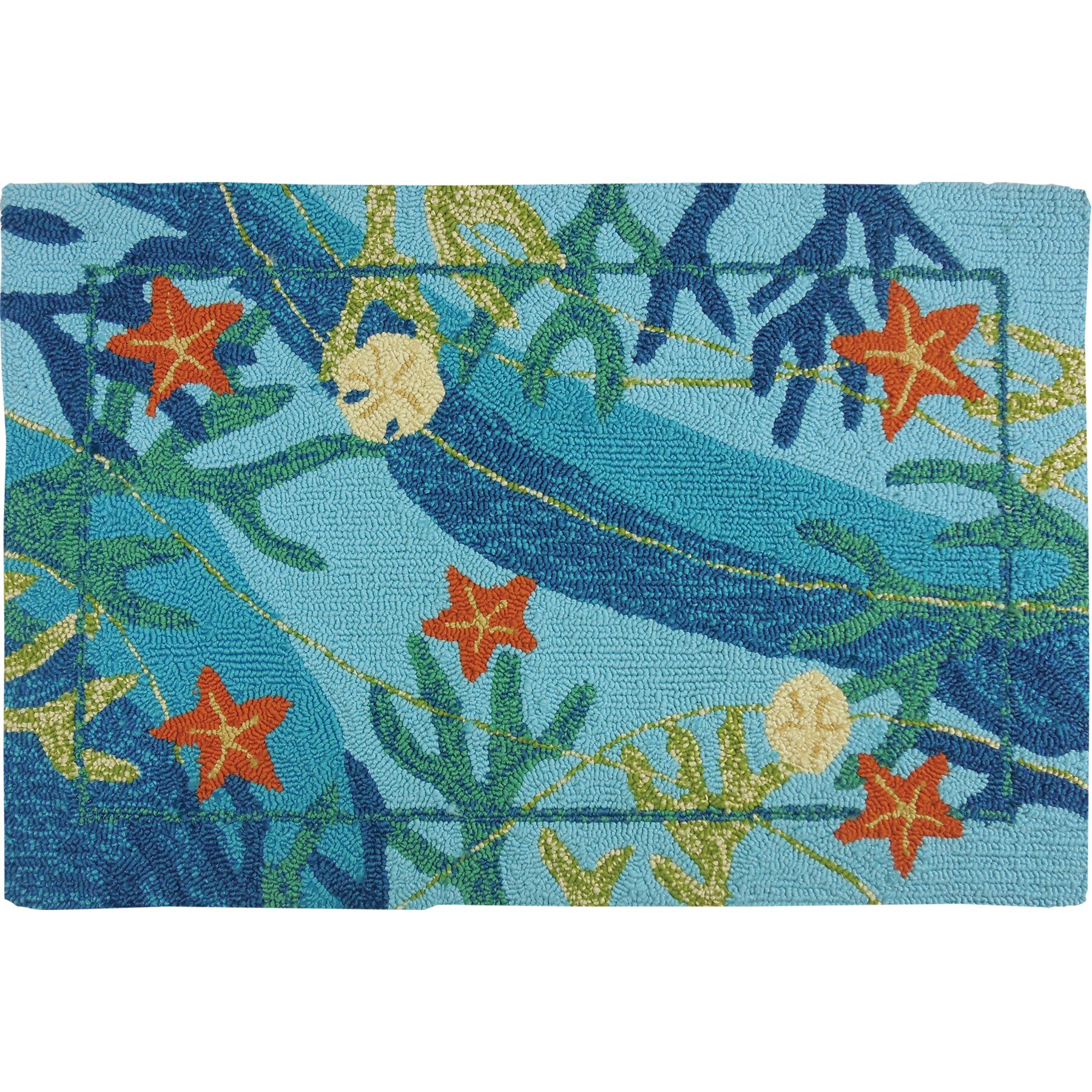 Beachcrest HomeÃ¢Â„Â¢ McGrath Underwater Blue Coral and Starfish Indoor ... - Beachcrest Home™ McGrath Underwater Blue Coral and Starfish  Indoor/Outdoor Rug