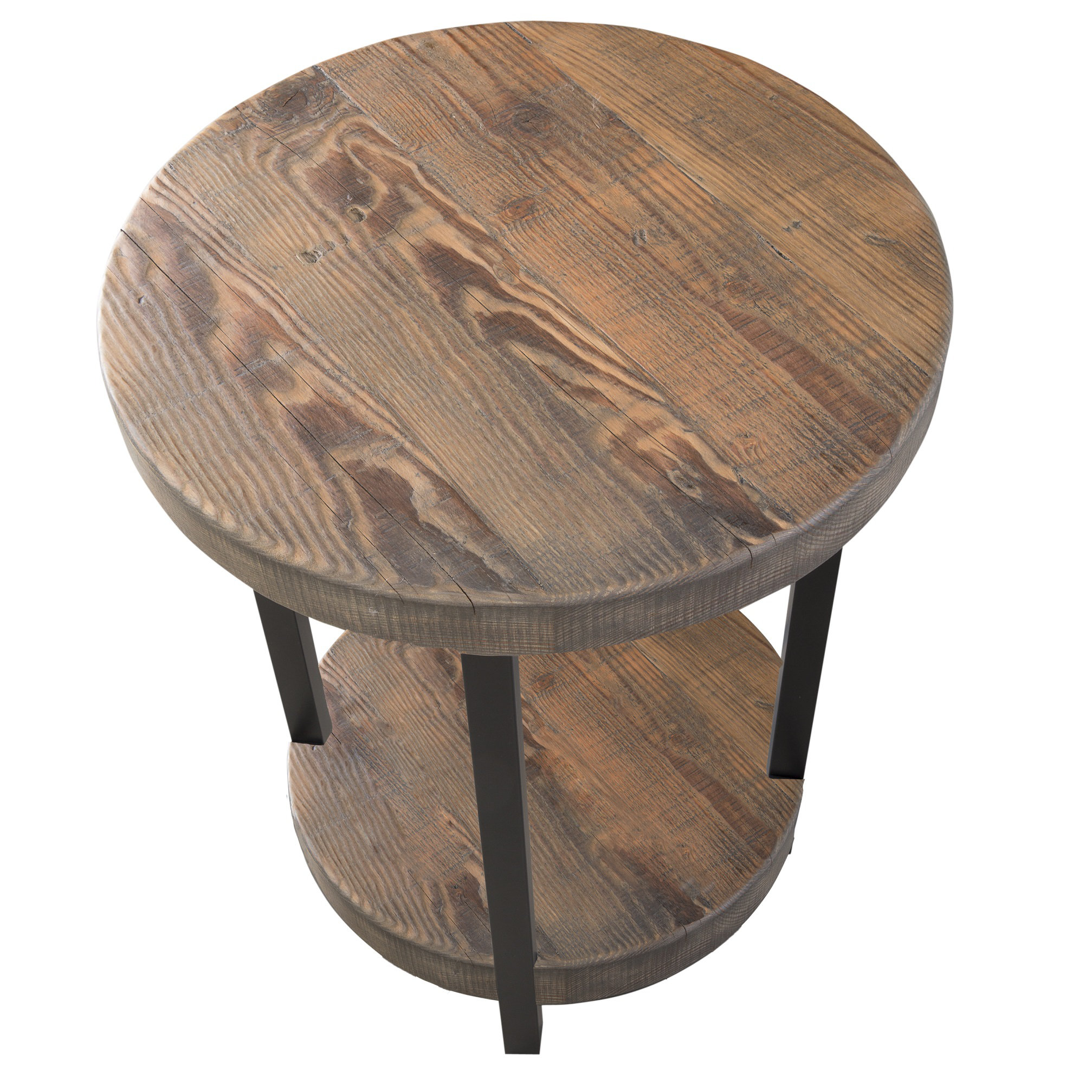 Loon Peak Somers 20 Round Reclaimed Wood Metal End Table Loon Peak Reg Somers 20 Quot Round Reclaimed