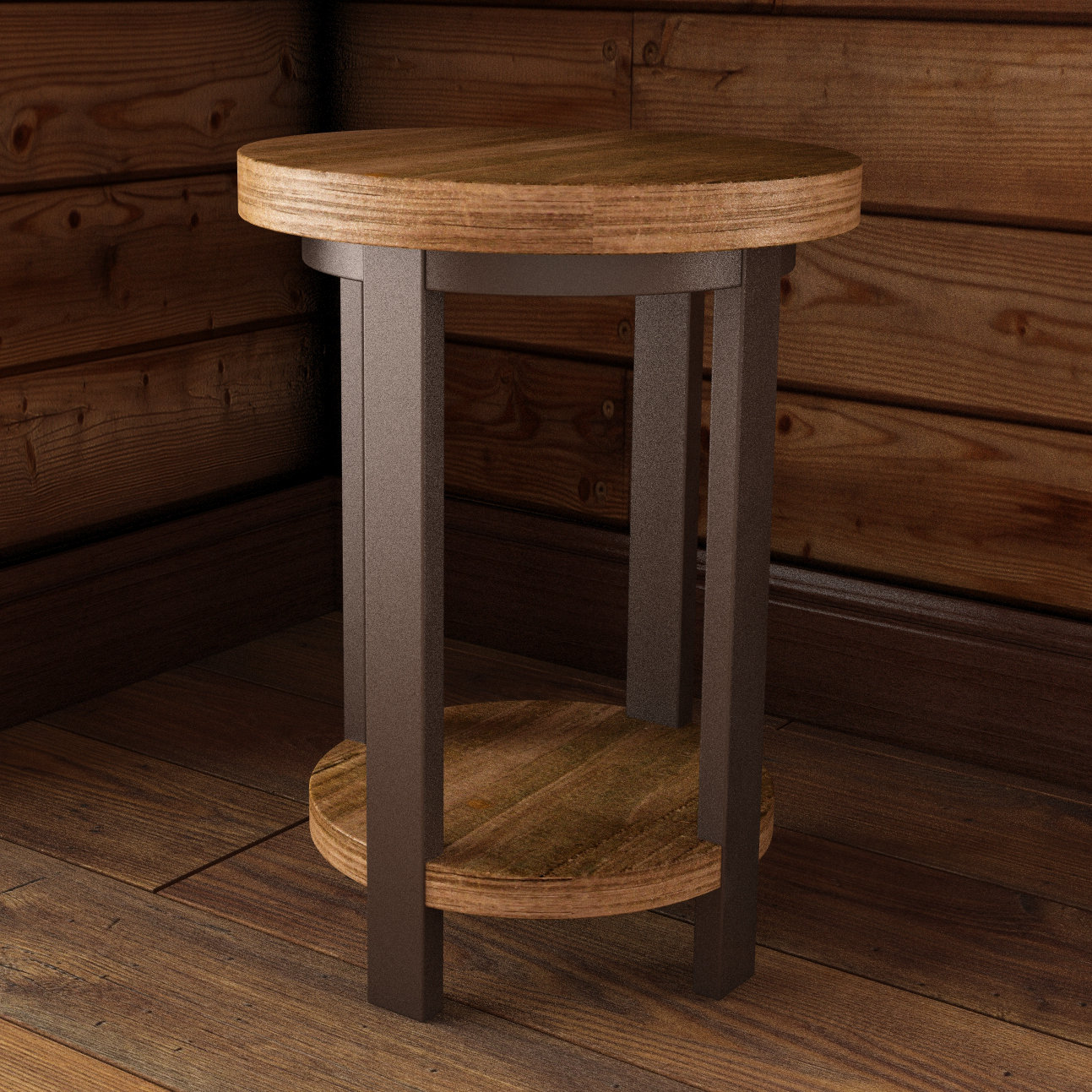 Loon Peak Somers 20 Round Reclaimed Wood Metal End Table Loon Peak Reg Somers 20 Quot Round Reclaimed Wood Metal End Table