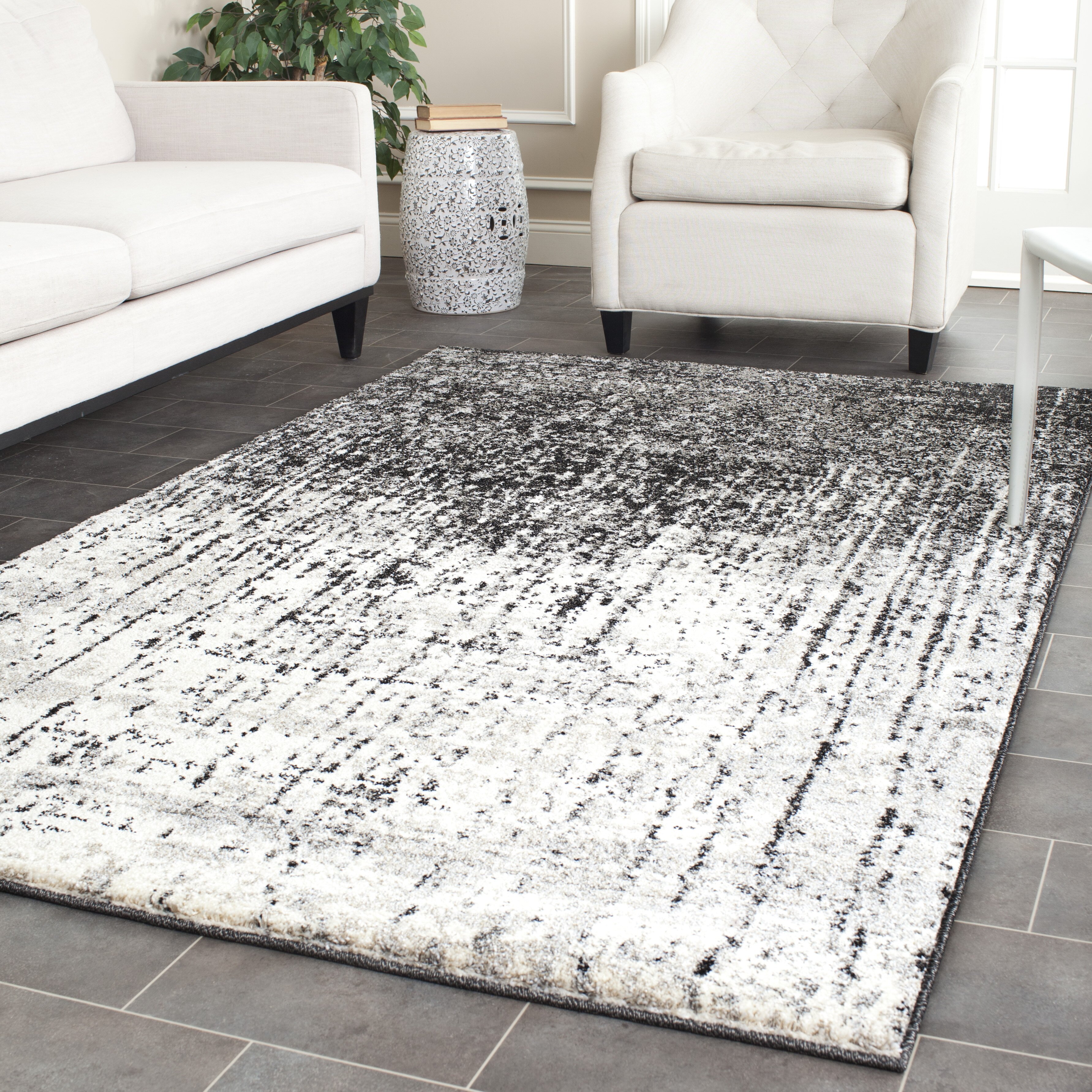 black and grey area rug