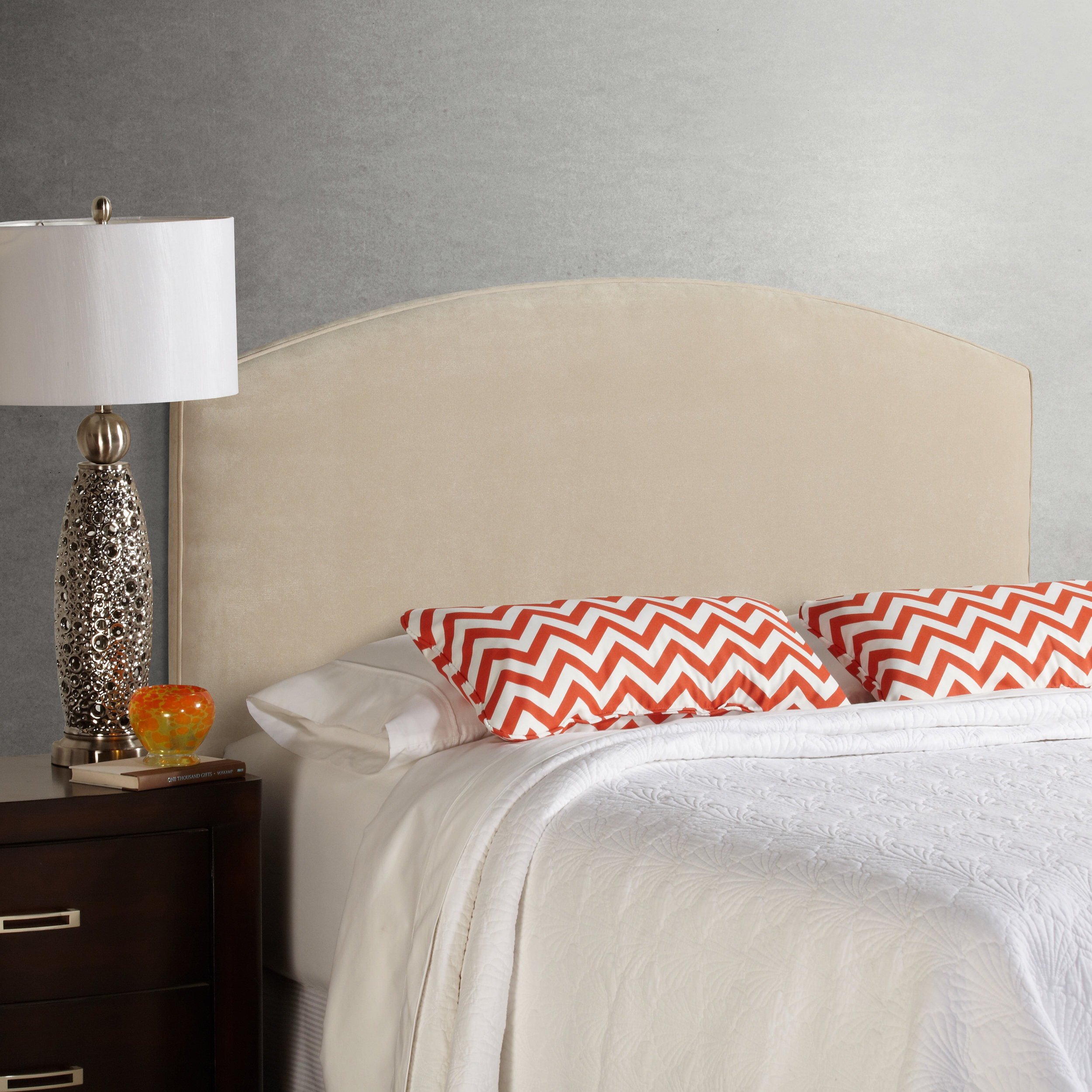 House of hampton kara velvet curved upholstered panel headboard