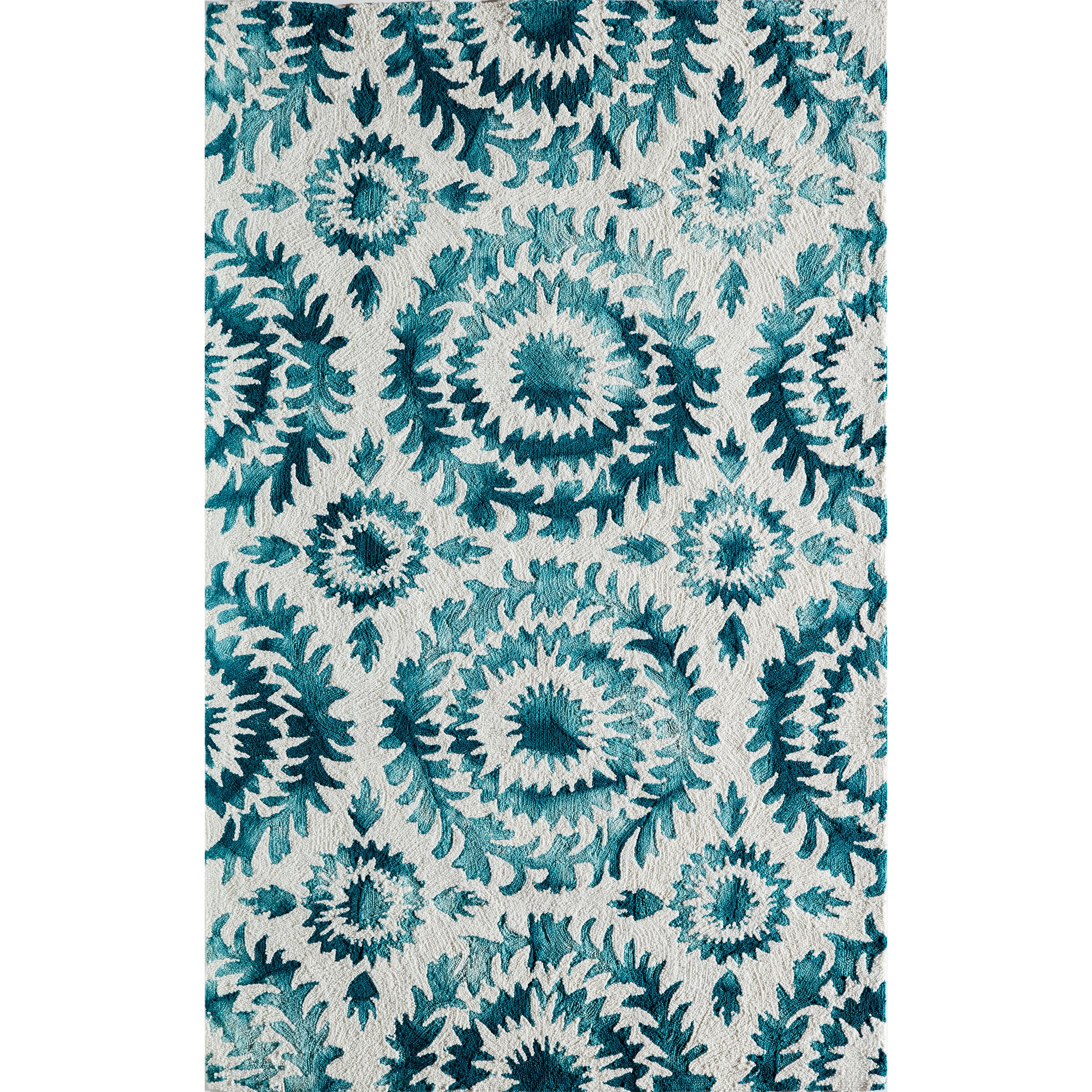 teal and white area rug