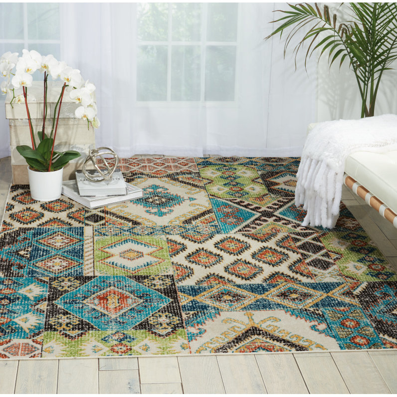 Bungalow Rose Star Green/Blue/Orange Area Rug & Reviews Wayfair