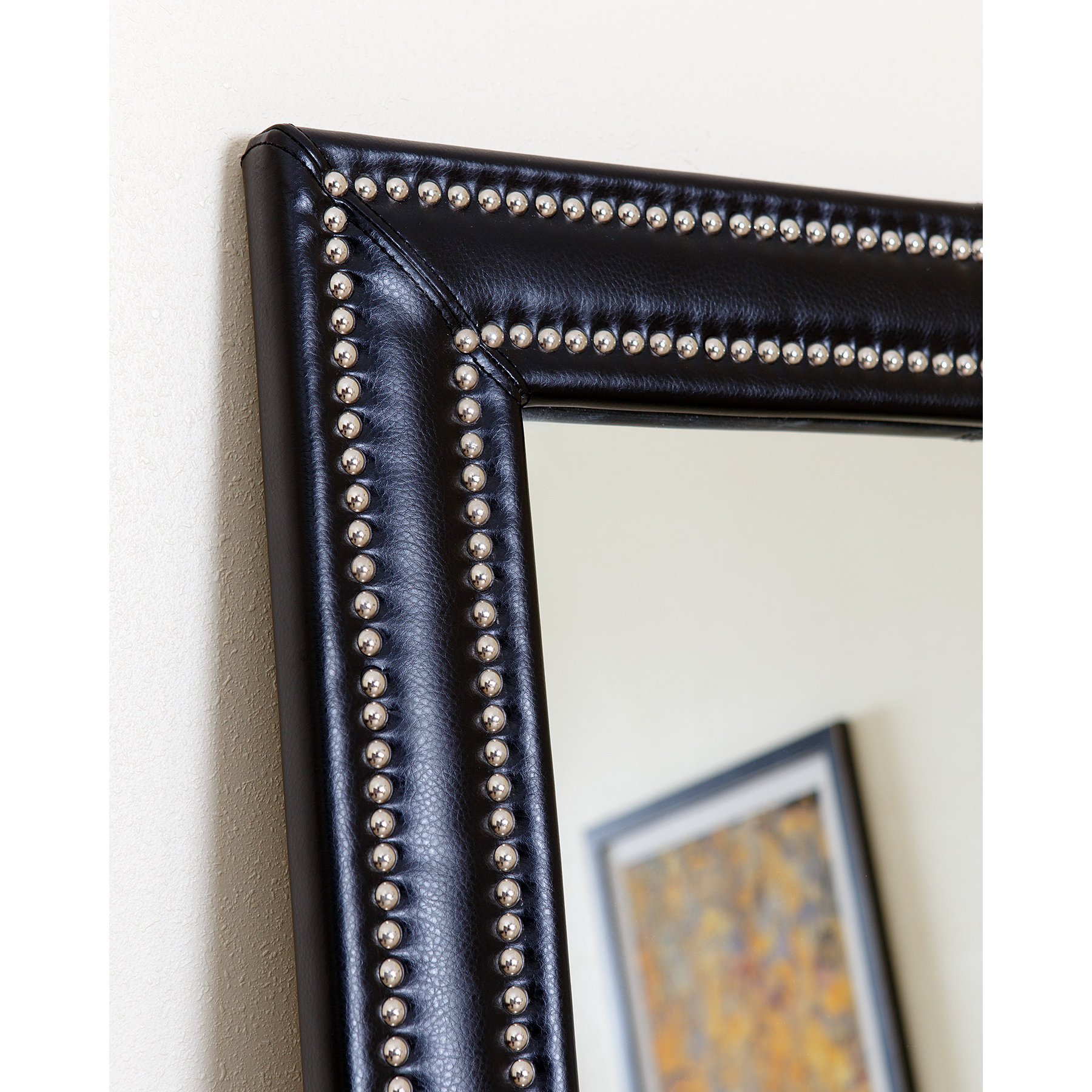 Mercer41 Maxx Leather Nailhead Trim Floor Mirror & Reviews Wayfair
