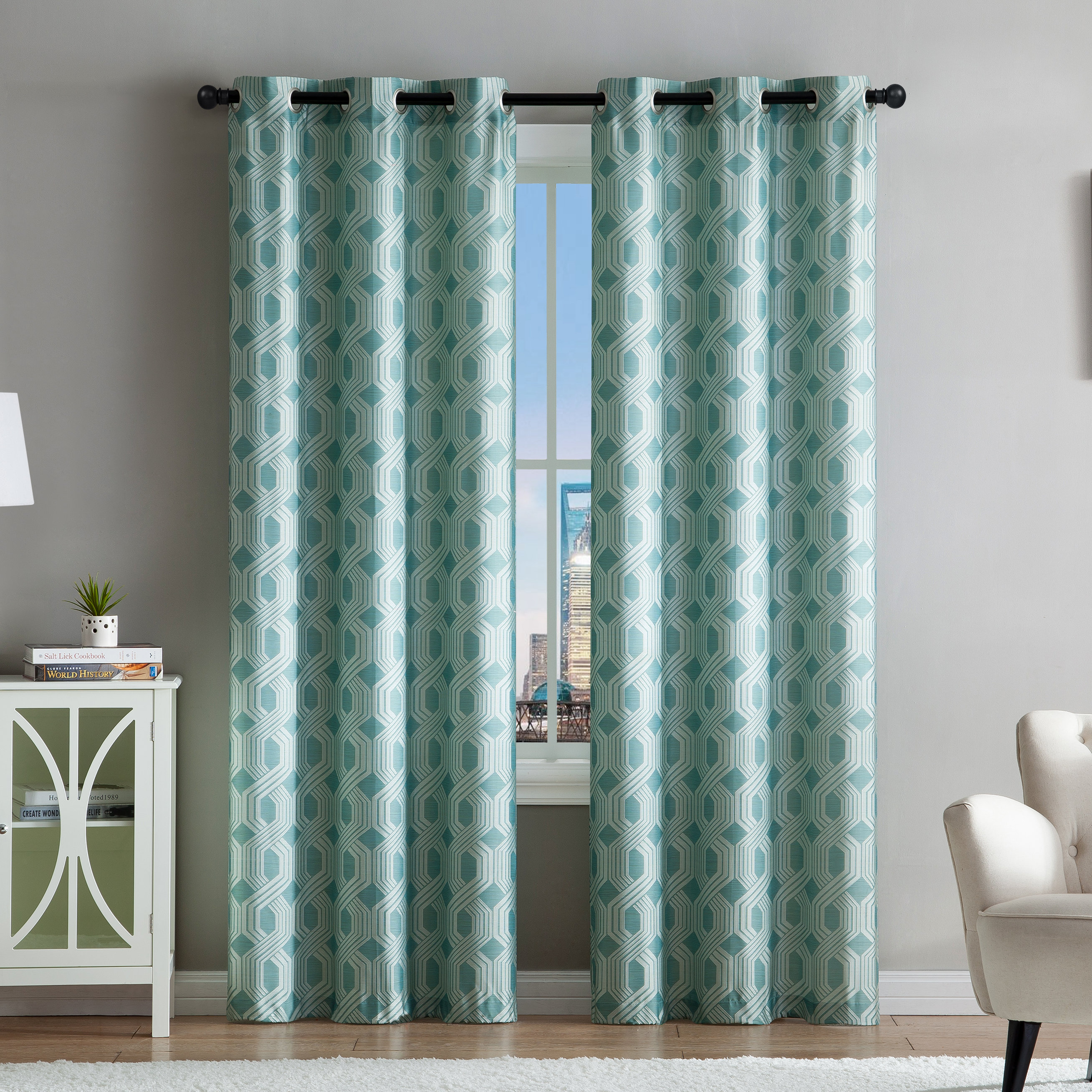 Mercer41 Rivage Geometric Blackout Grommet Curtain Panels & Reviews
