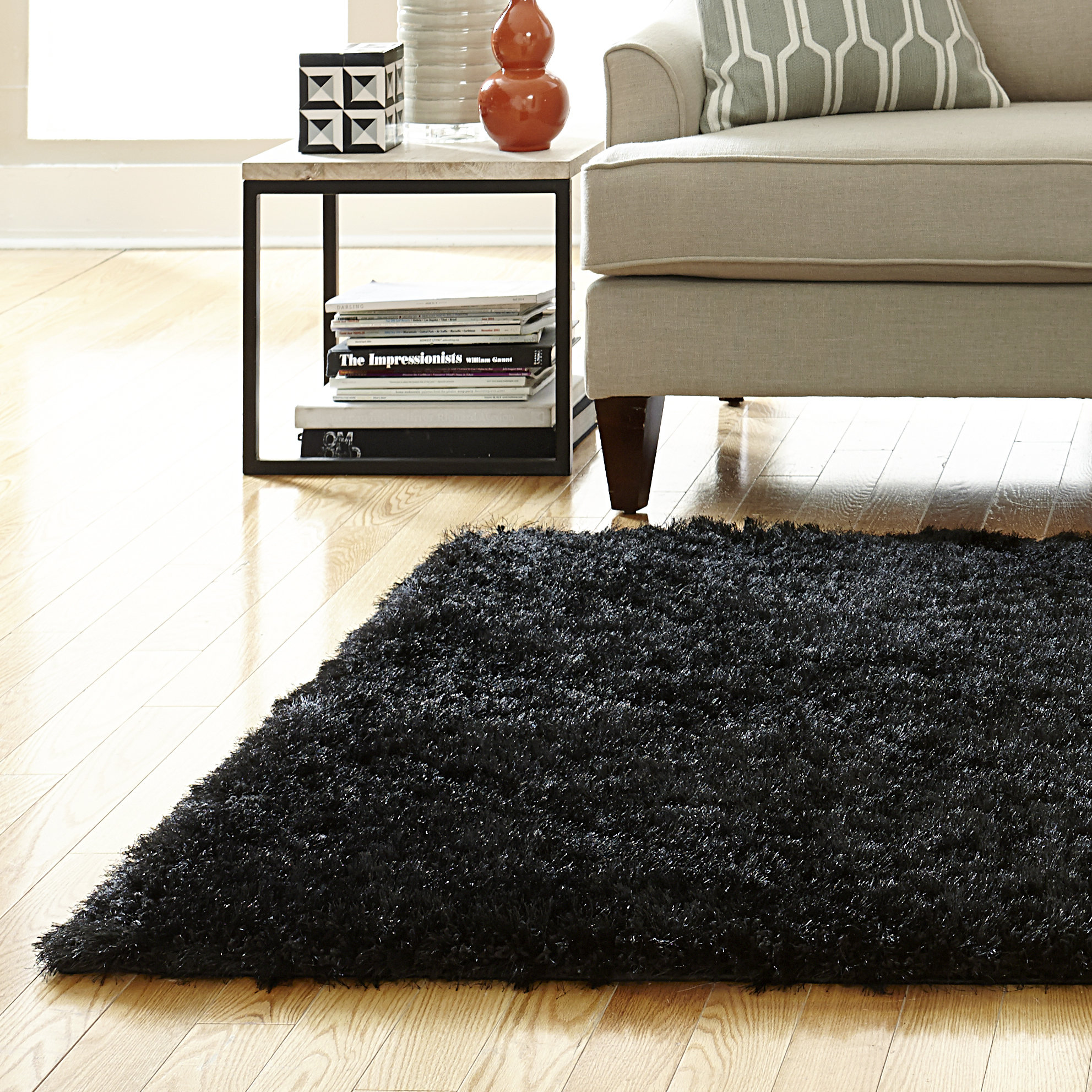 Welspun Spaces HomeBeyond© Eyelash Shag Black Area Rug & Reviews Wayfair
