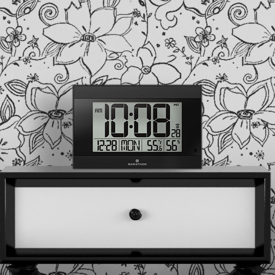 Marathon Watch Company Atomic Digital Wall Clock With AutoNight Light
